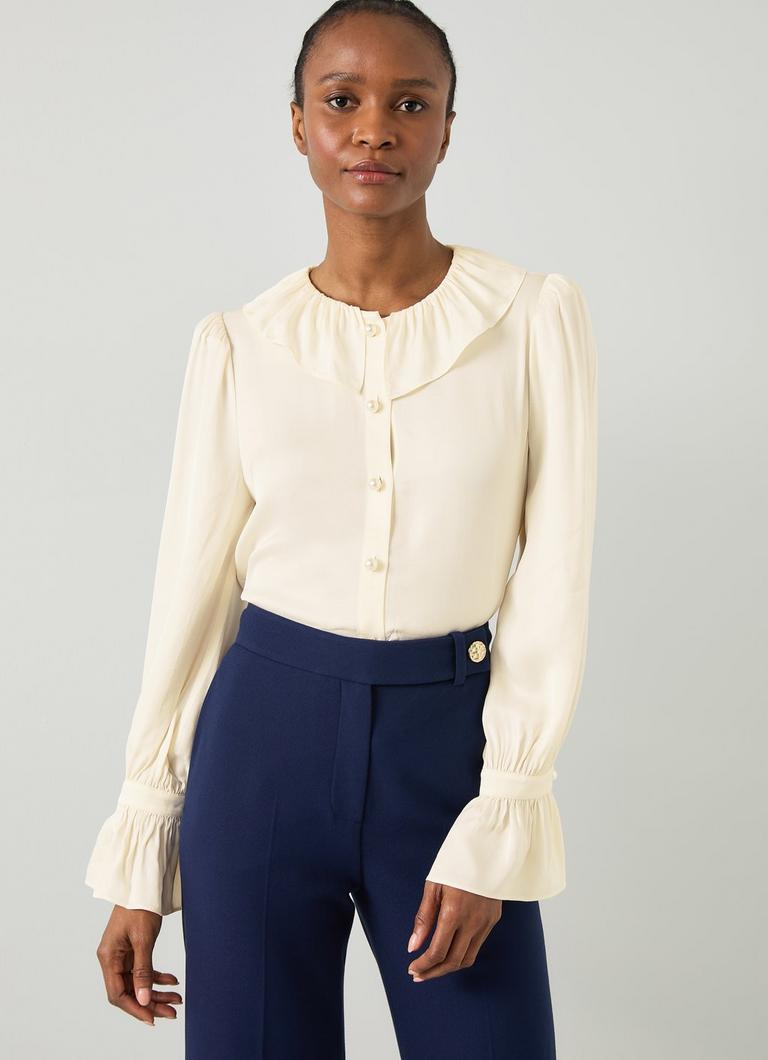 Farrow Ivory Ruffle Blouse Work Tops Clothing Collections
