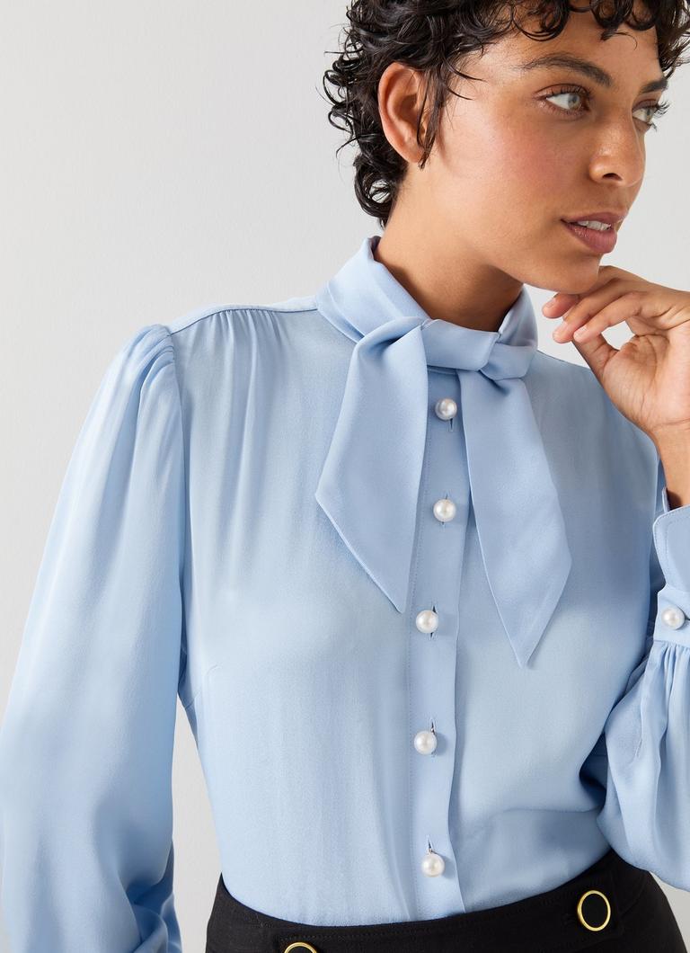 Chiffon Womens Long Sleeve Dressy Tops Bow Tie Semi Formal Tops Blouses Hall Pale Blue Tie-Neck Blouse Clothing Collections Chiffon Womens Long Sleeve Dressy Tops Bow Tie Semi Formal Tops Blouses Hall Pale Blue Tie-Neck Blouse Clothing Collections