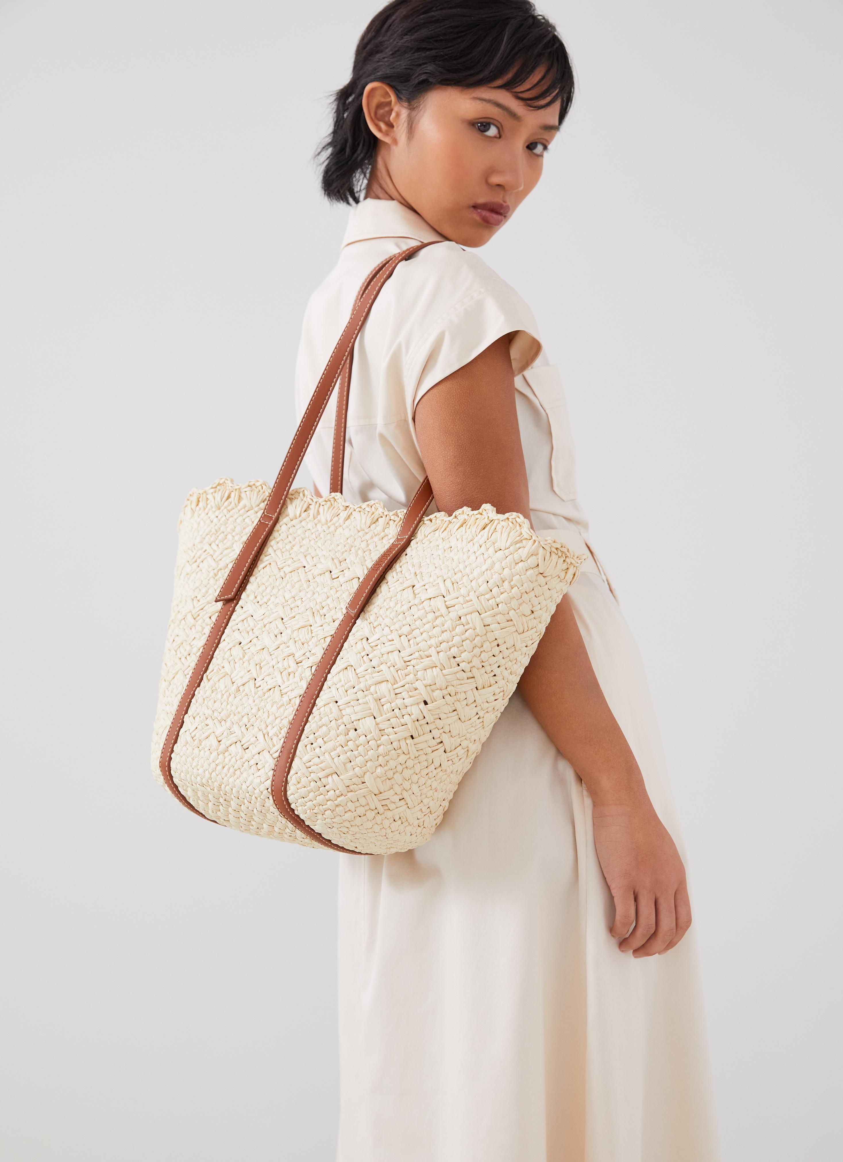 Didi Natural Raffia Scallop Edge Basket Bag | Handbags | Sale