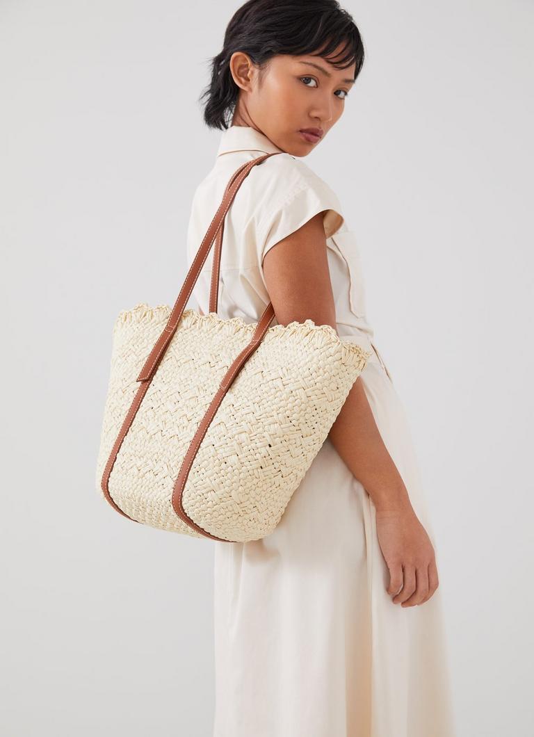Didi Natural Raffia Scallop Edge Basket Bag Tote Bags Handbags Collections L.K.Bennett London
