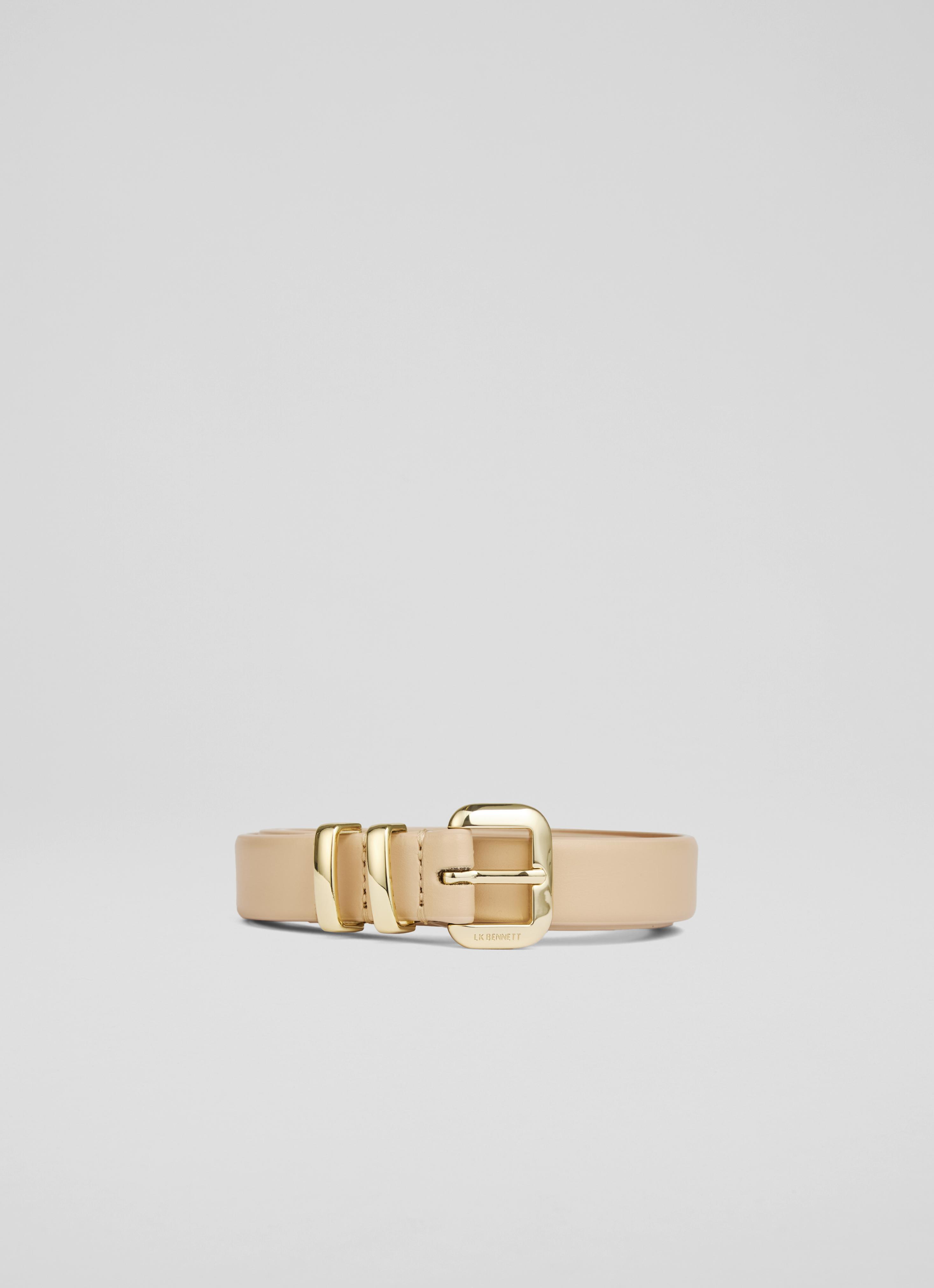 Jodie Neutral Leather Oloid Buckle Belt