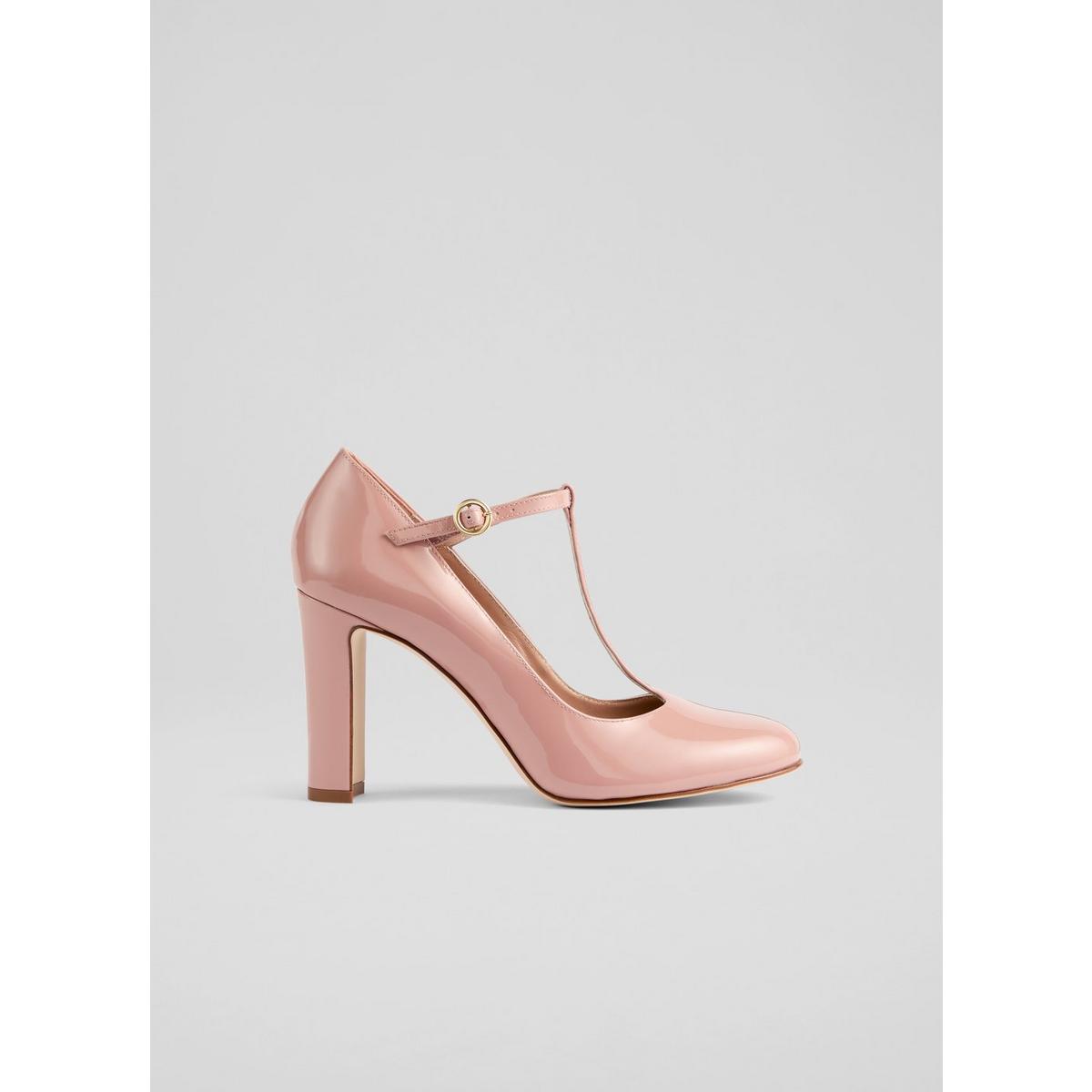 Chunky Heels Mary Jane T Bar Shoes Heels Annalise Pink Patent