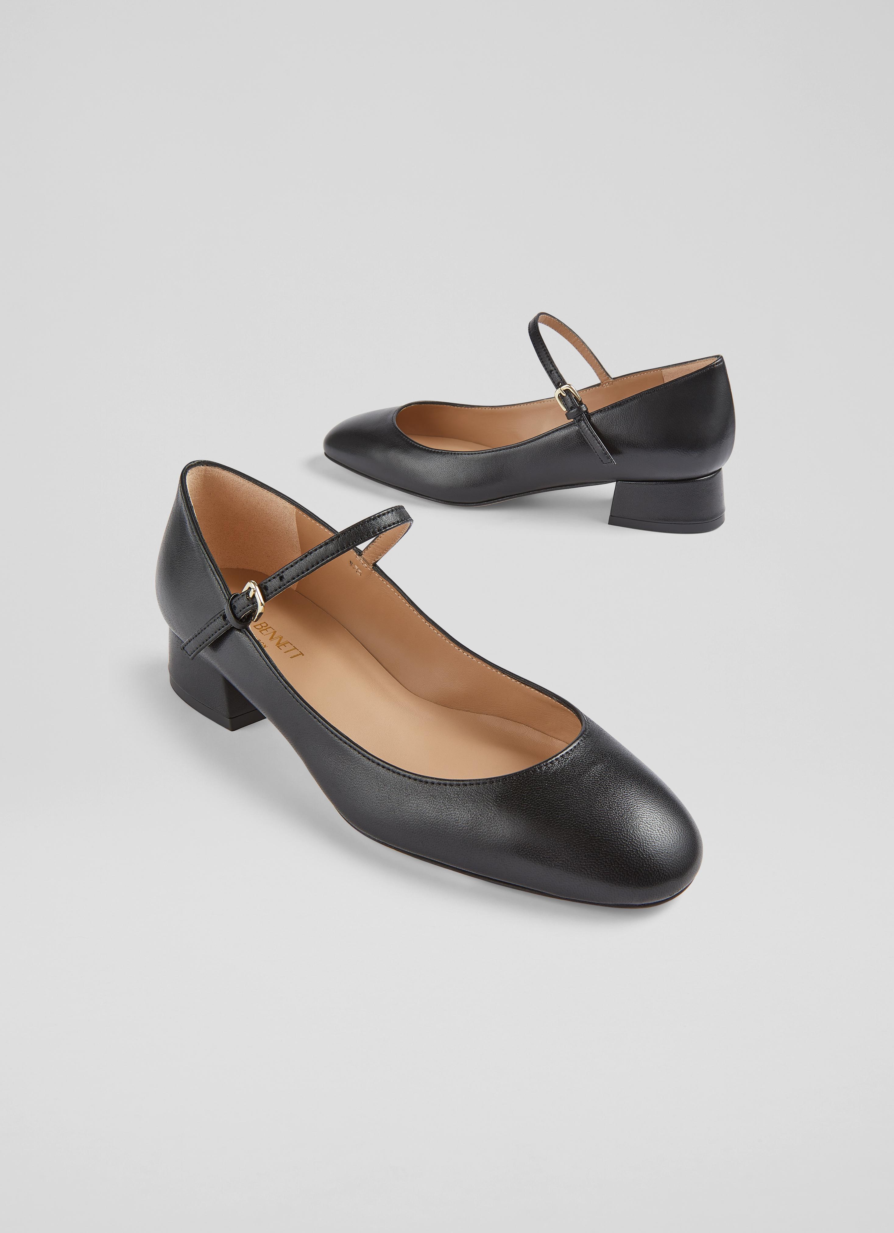 Beatrix Black Nappa Leather Low Block Mary Jane Sale