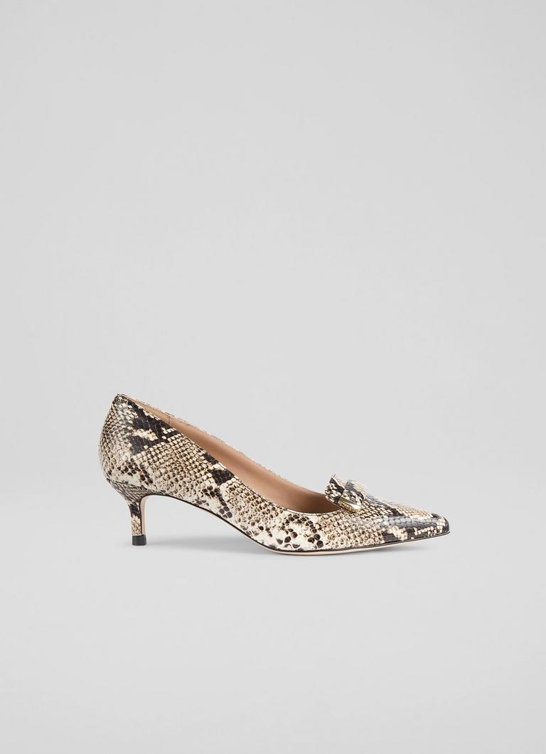 Heeled Shoes Snake Skin Court Shoes Caryn Neutral Snake Effect