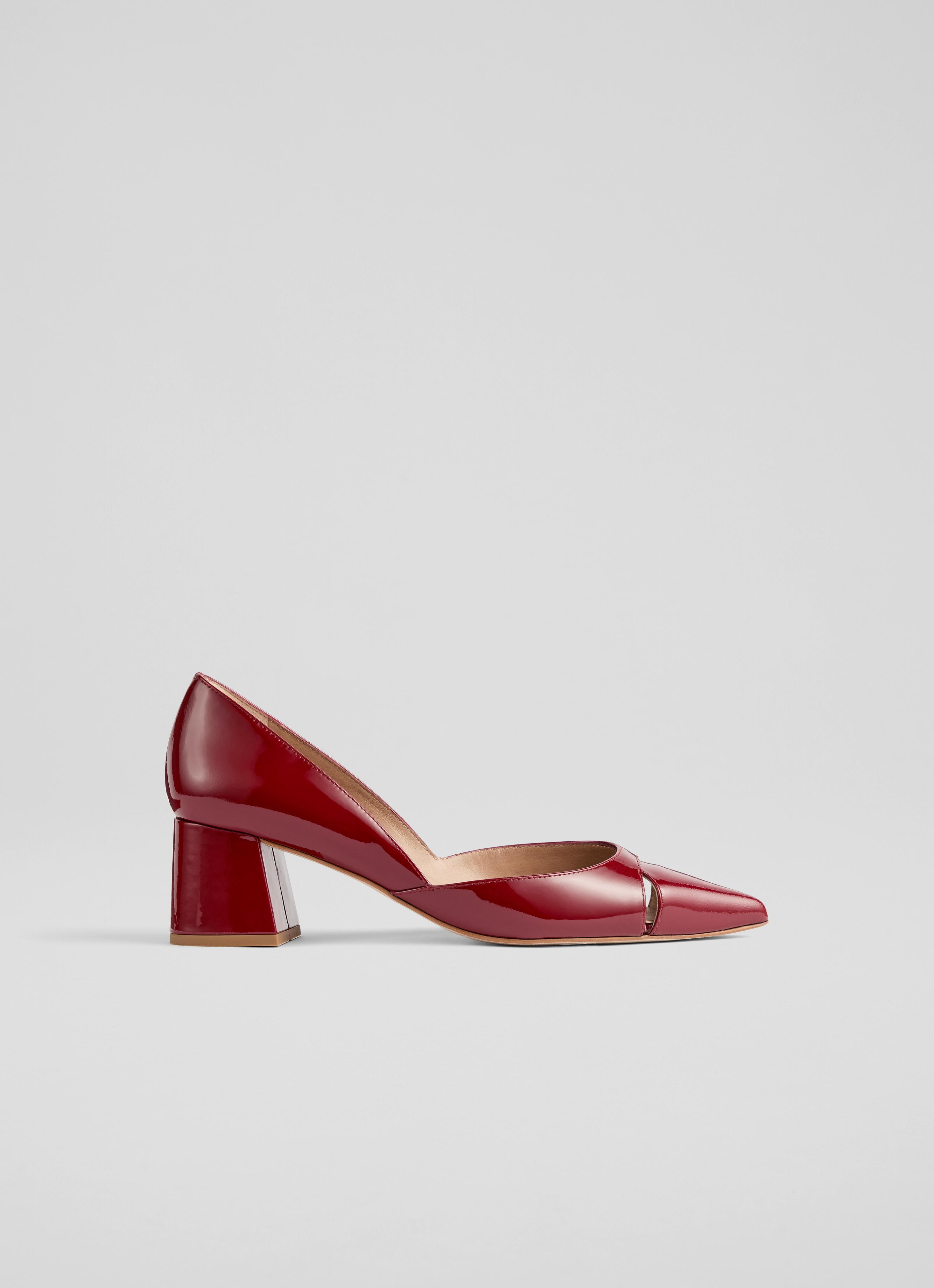 Cecile Red Patent Cut Out Block Heel Court Sale Collections