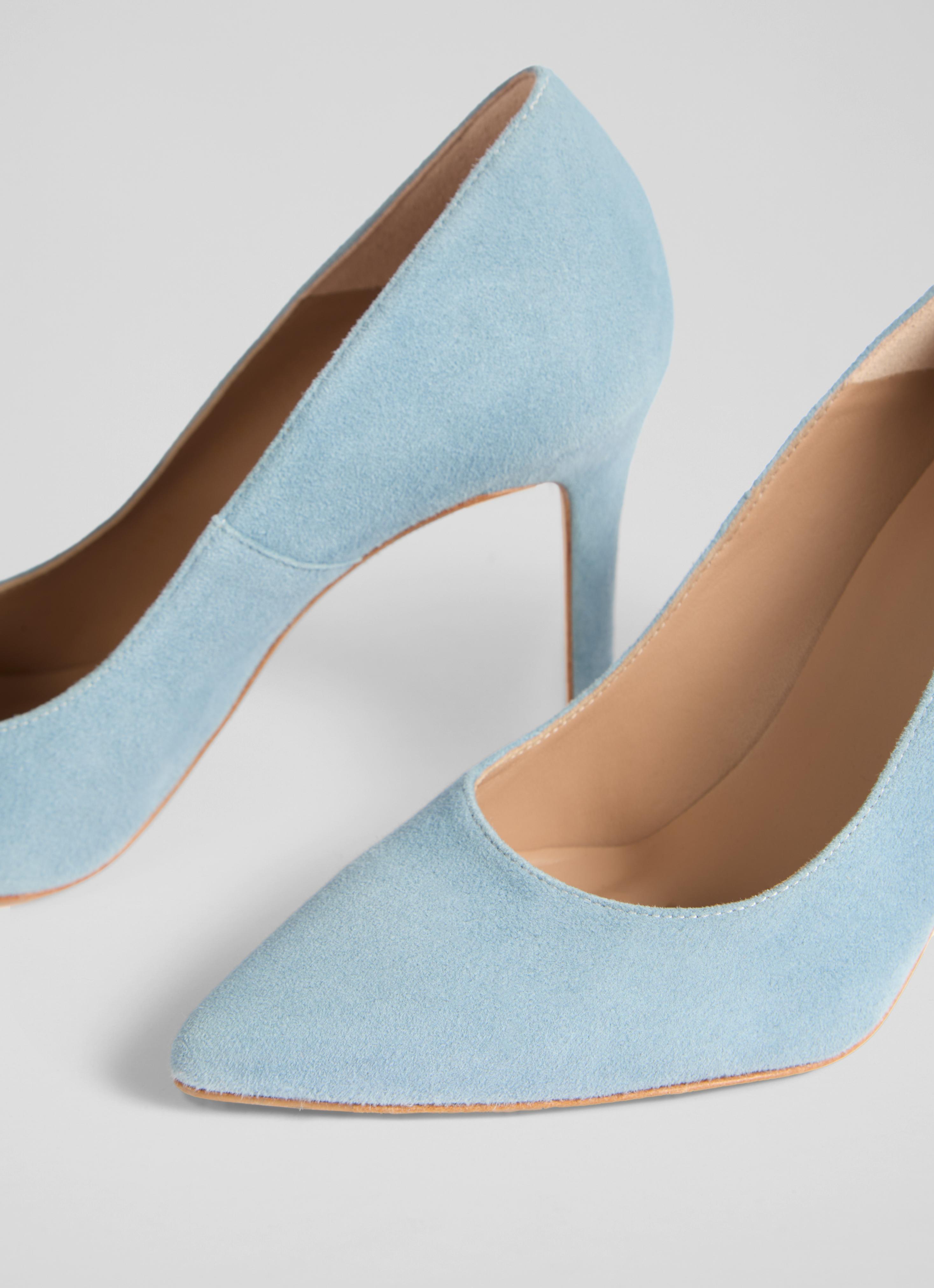 Classic Fern Powder Blue Suede Pointed Stiletto Courts  display picture 3