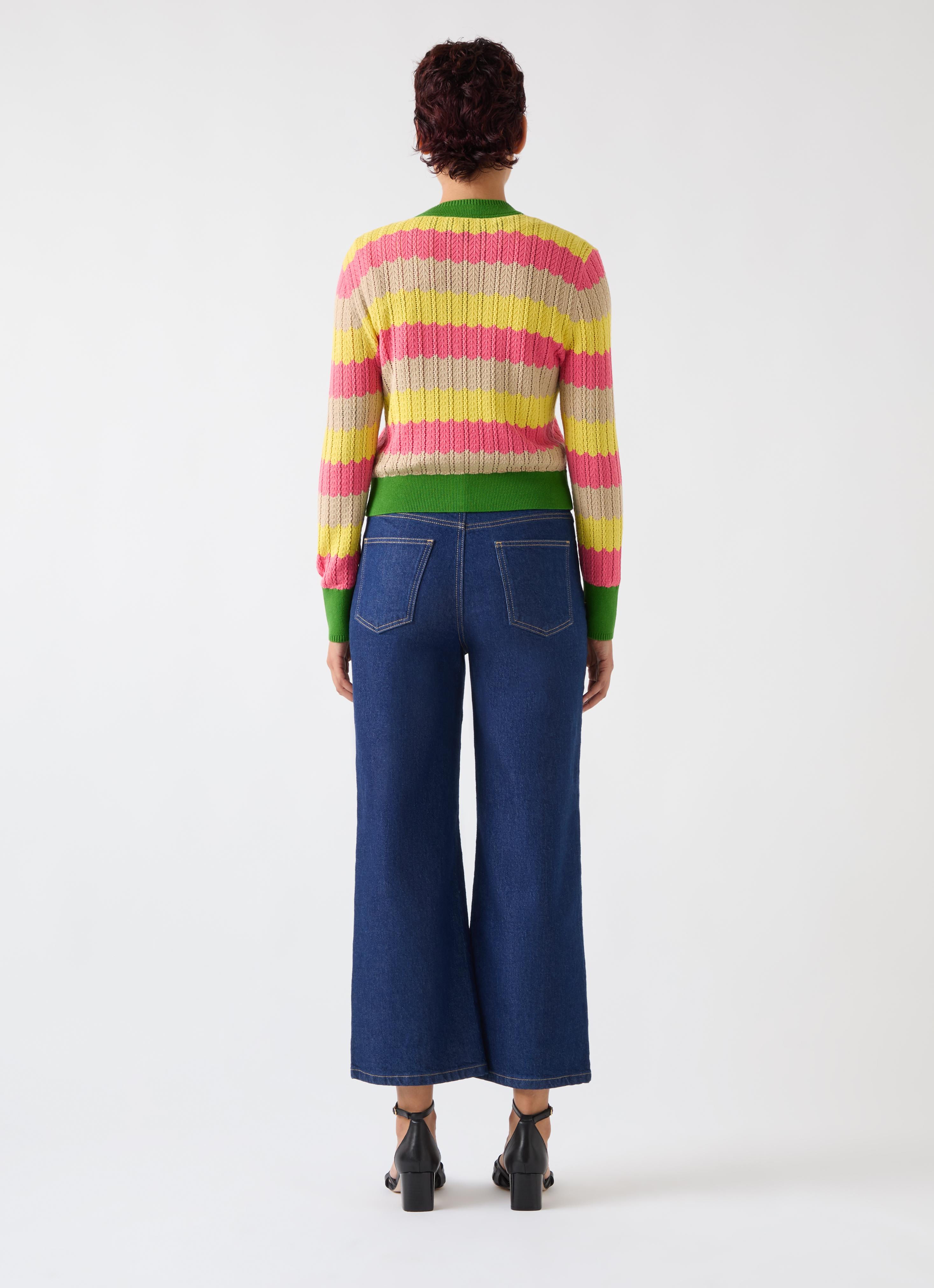 Cinzia Treetop Zig Zag Multi Pointelle Knit Cardigan | Clothing