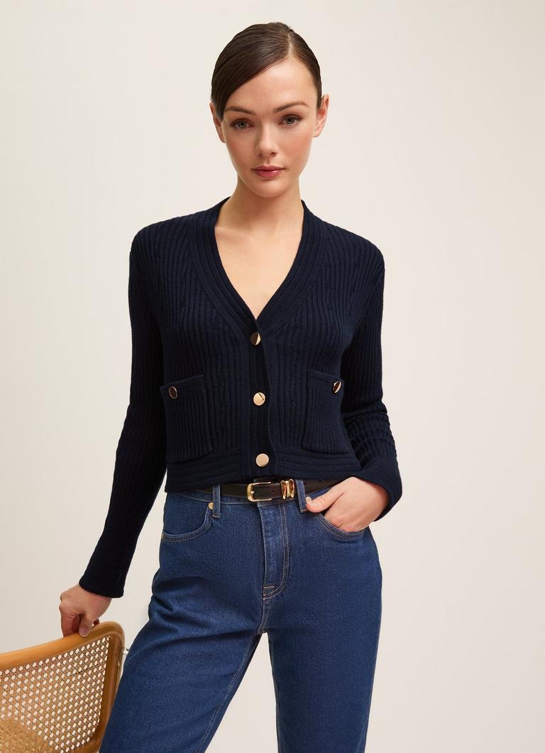 Shona Spring Shoulder Pad Long Sleeve Cardigan Clothing