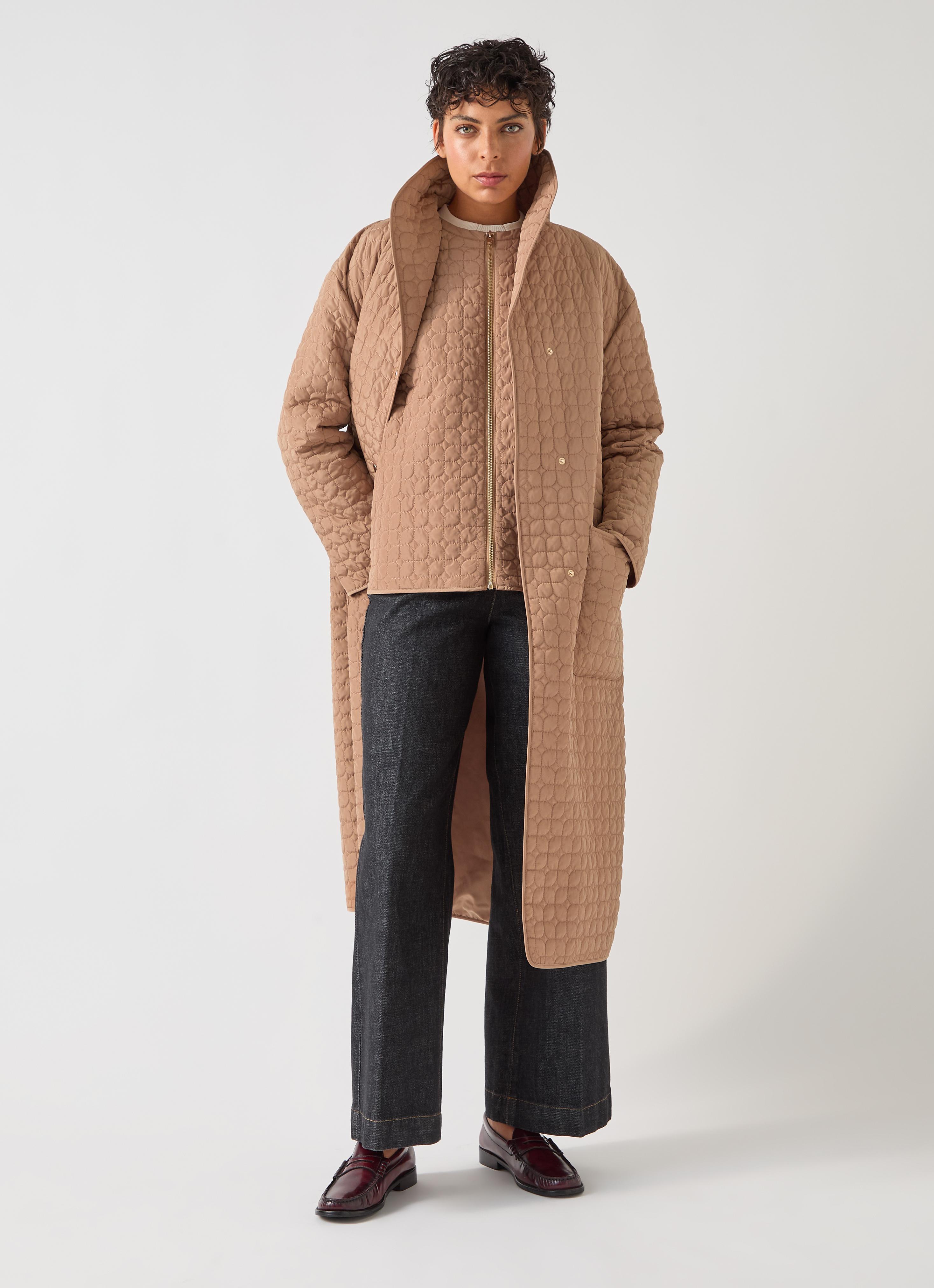 Callie Camel Longline Inner Quilted Removevable Coat