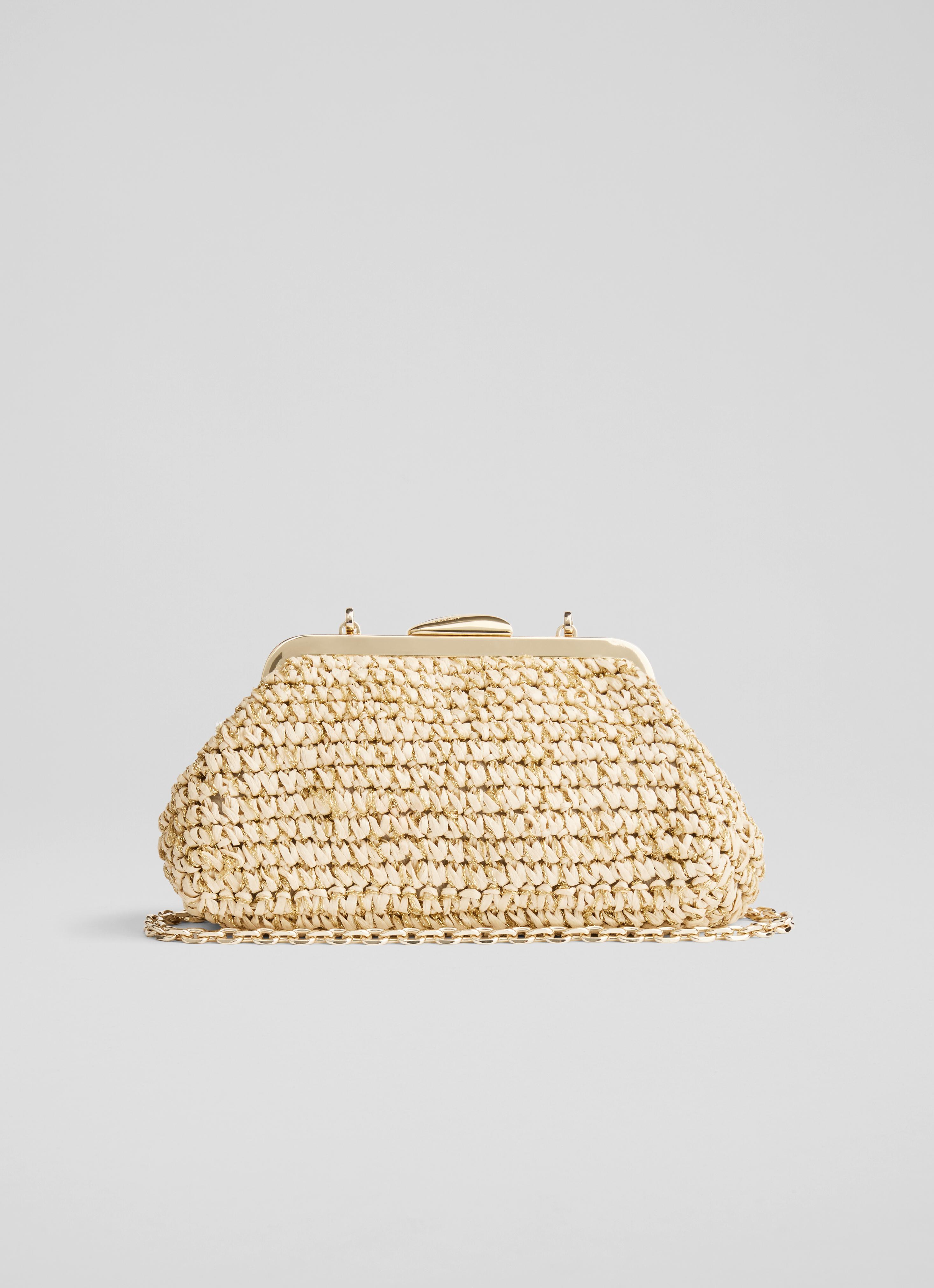 Alexa Natural Gold Frame Clutch Bag Handbags Collections