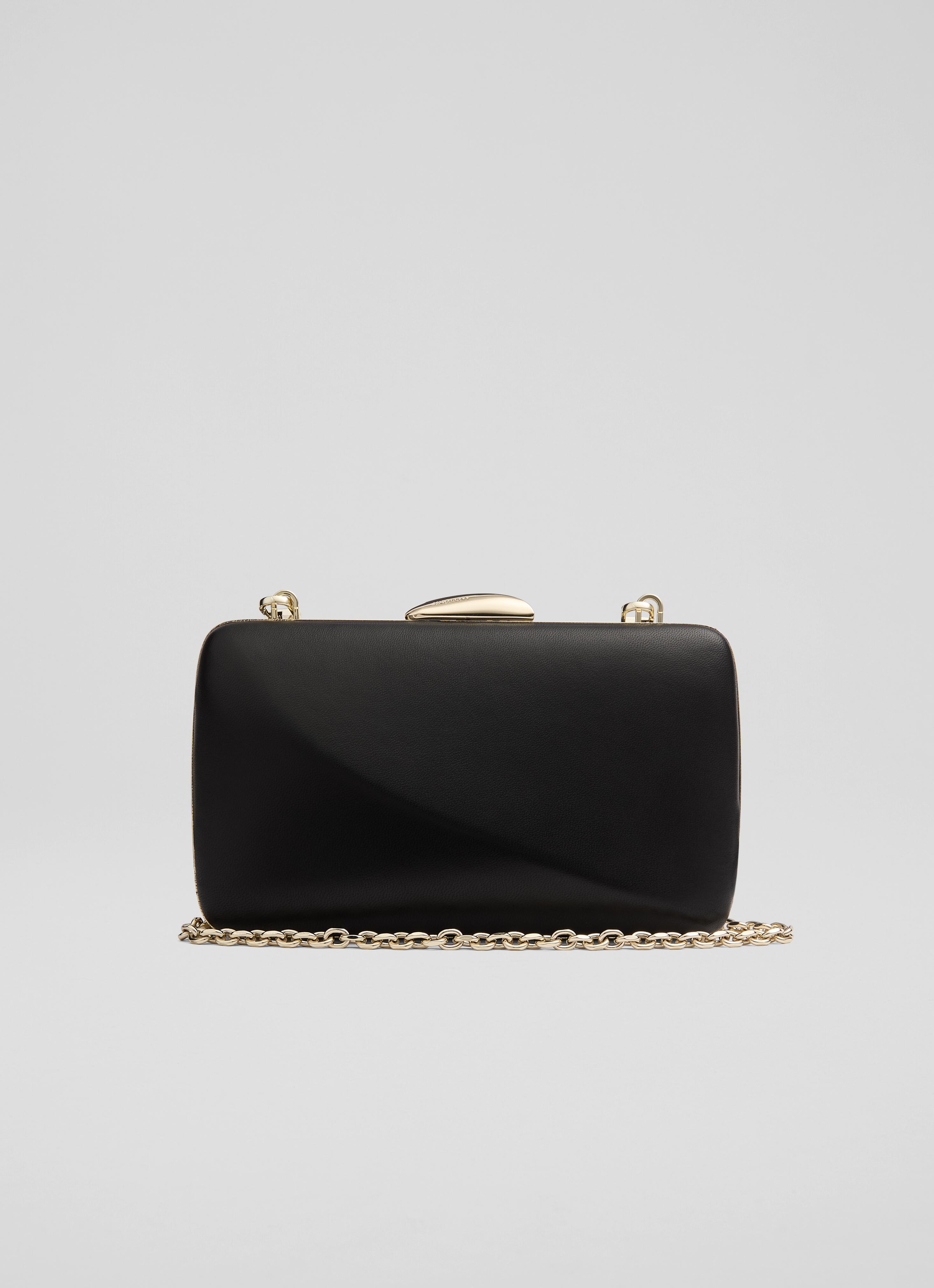 Charlotte Black Nappa Leather Box Clutch Bag