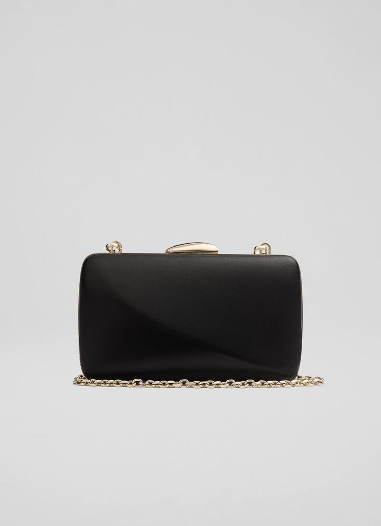 Charlotte Black Nappa Leather Box Clutch Bag