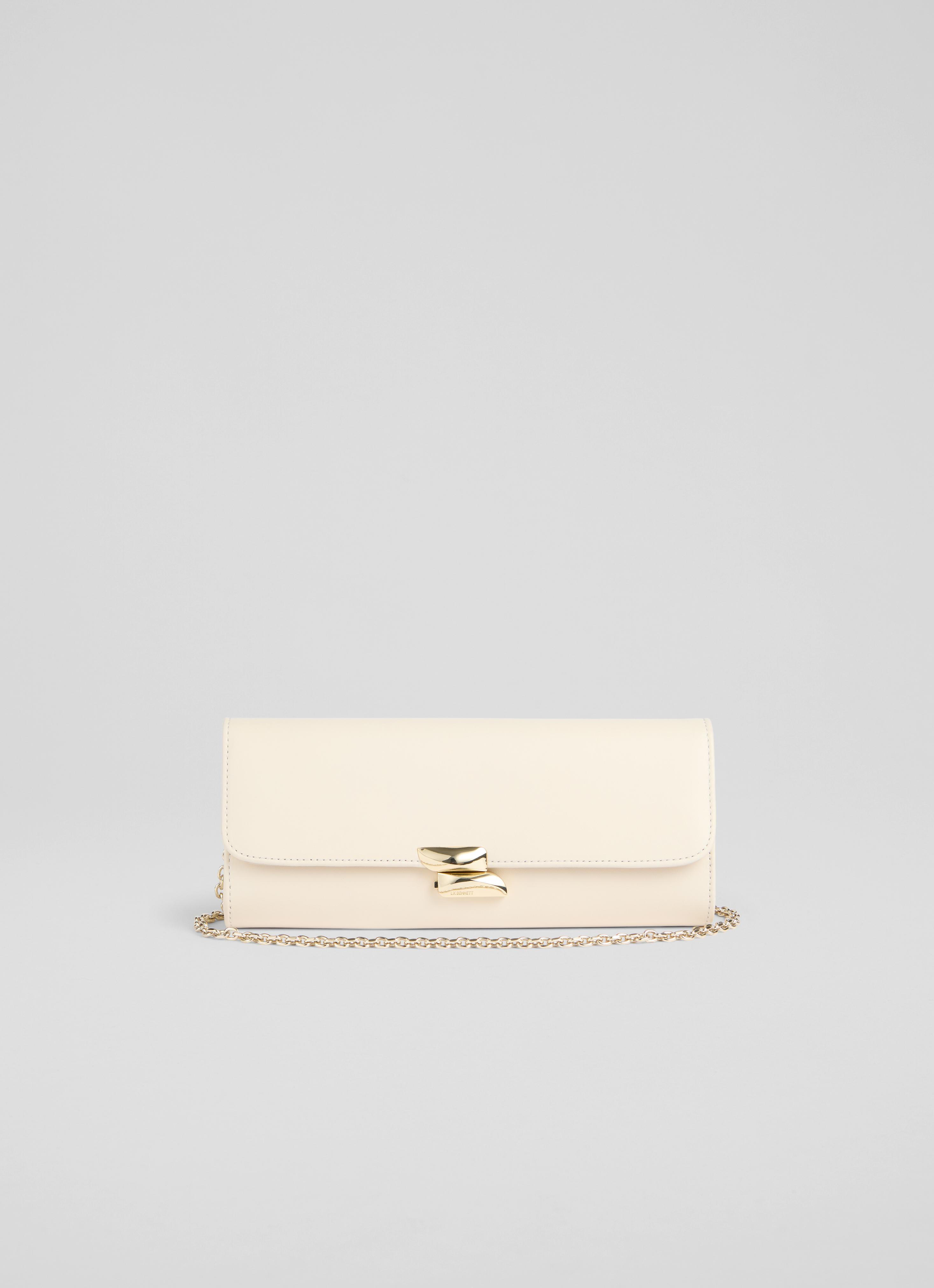 Daisy Neutral Nappa Leather Long Clasp Clutch Bag Handbags New