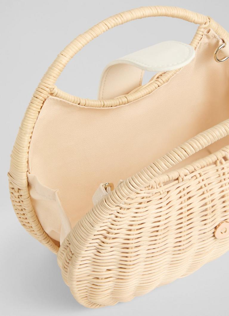 Lulu Natural White Straw Rattan Box Grab Bag Handbags Sale