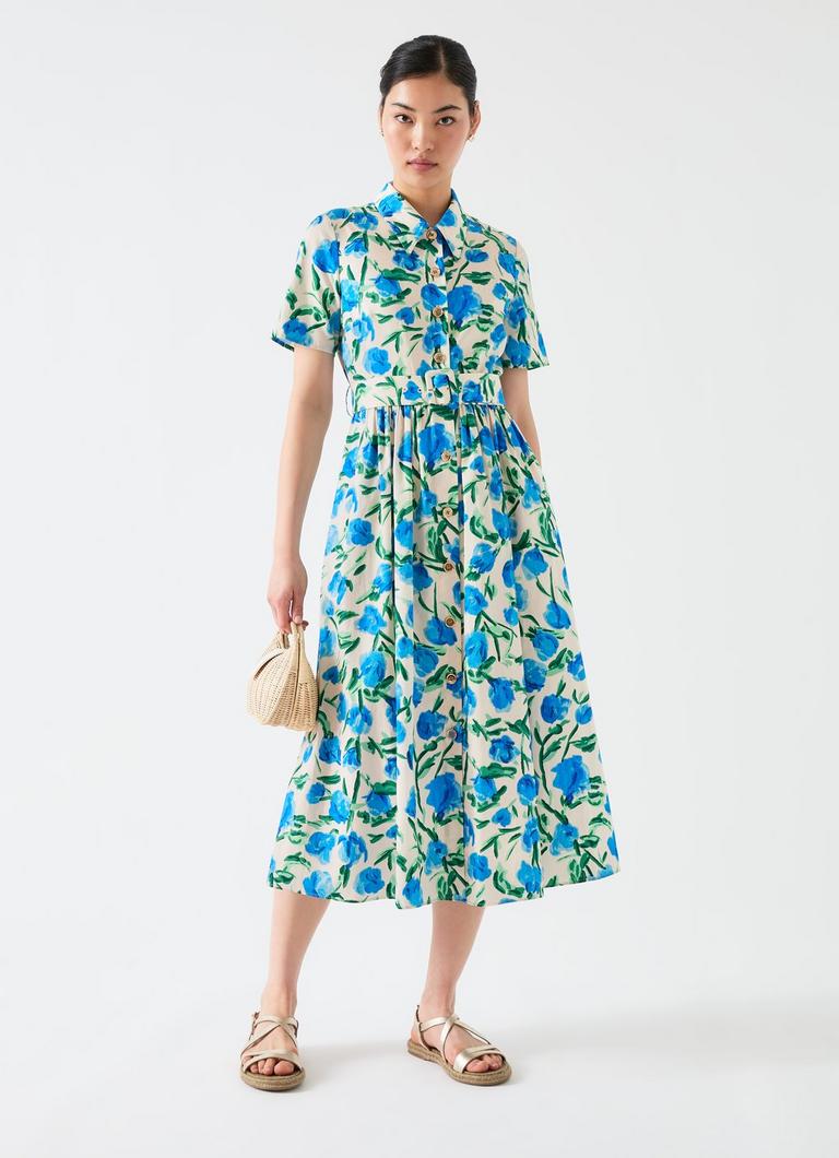 LKBennett カルダー ホワイト マルチコットン シャツドレス Calder White Multi Cotton Shirt Dress | Clothing