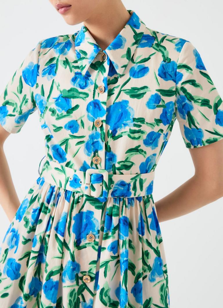 LKBennett カルダー ホワイト マルチコットン シャツドレス Calder White Multi Cotton Shirt Dress | Clothing