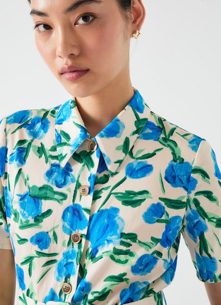 LKBennett カルダー ホワイト マルチコットン シャツドレス Calder White Multi Cotton Shirt Dress | Clothing