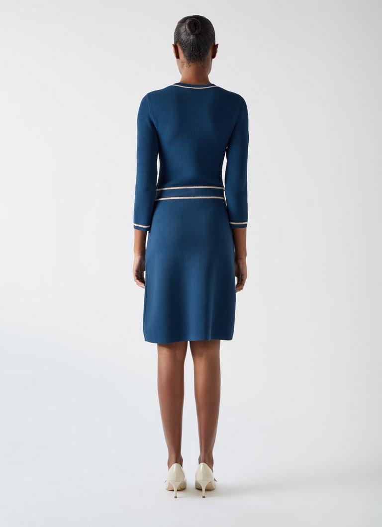 Ciara Blue Navy Viscose Blend Button Through Knit Dress Clothing Collections L.K.Bennett London