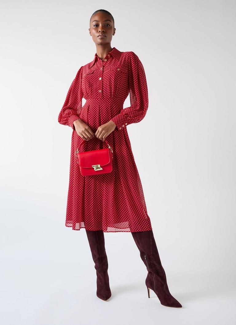 Cody Red Polka Dot Print Pocket Shirt Dress | Dresses Cody Red Polka Dot Print Pocket Shirt Dress | Dresses