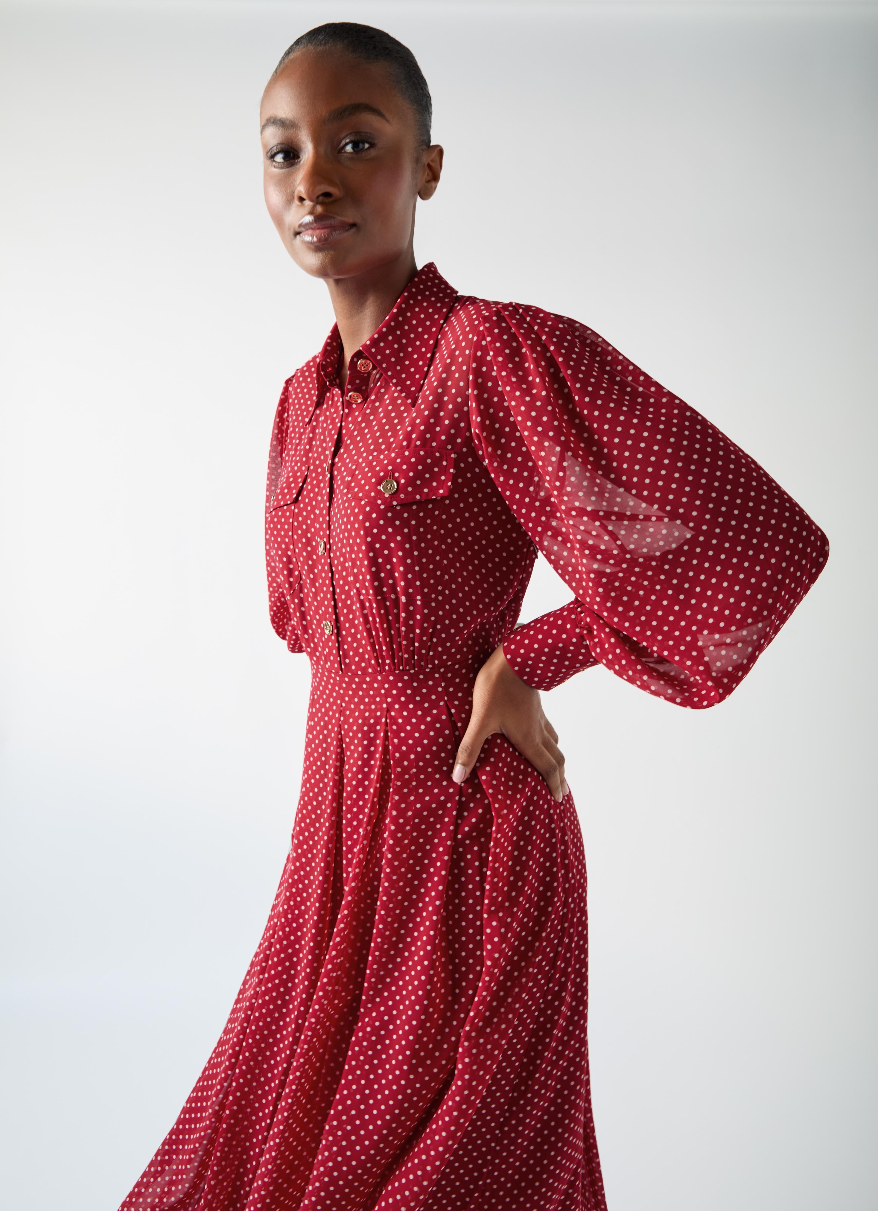 strapless open back dress Red Polka Dot Dress main image 1