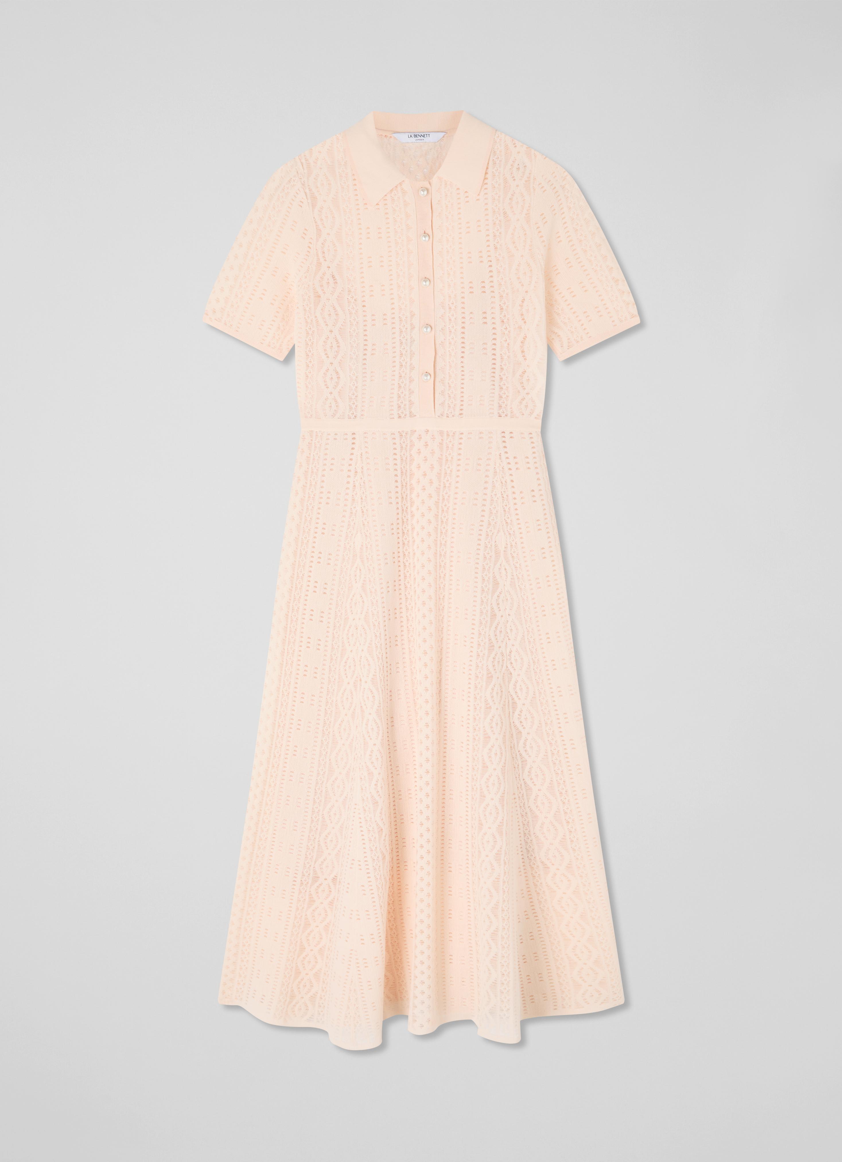 Dean Pale Soft Pink Viscose Blend Lace Knit Dress | Clothing | Collections  | L.K.Bennett, London