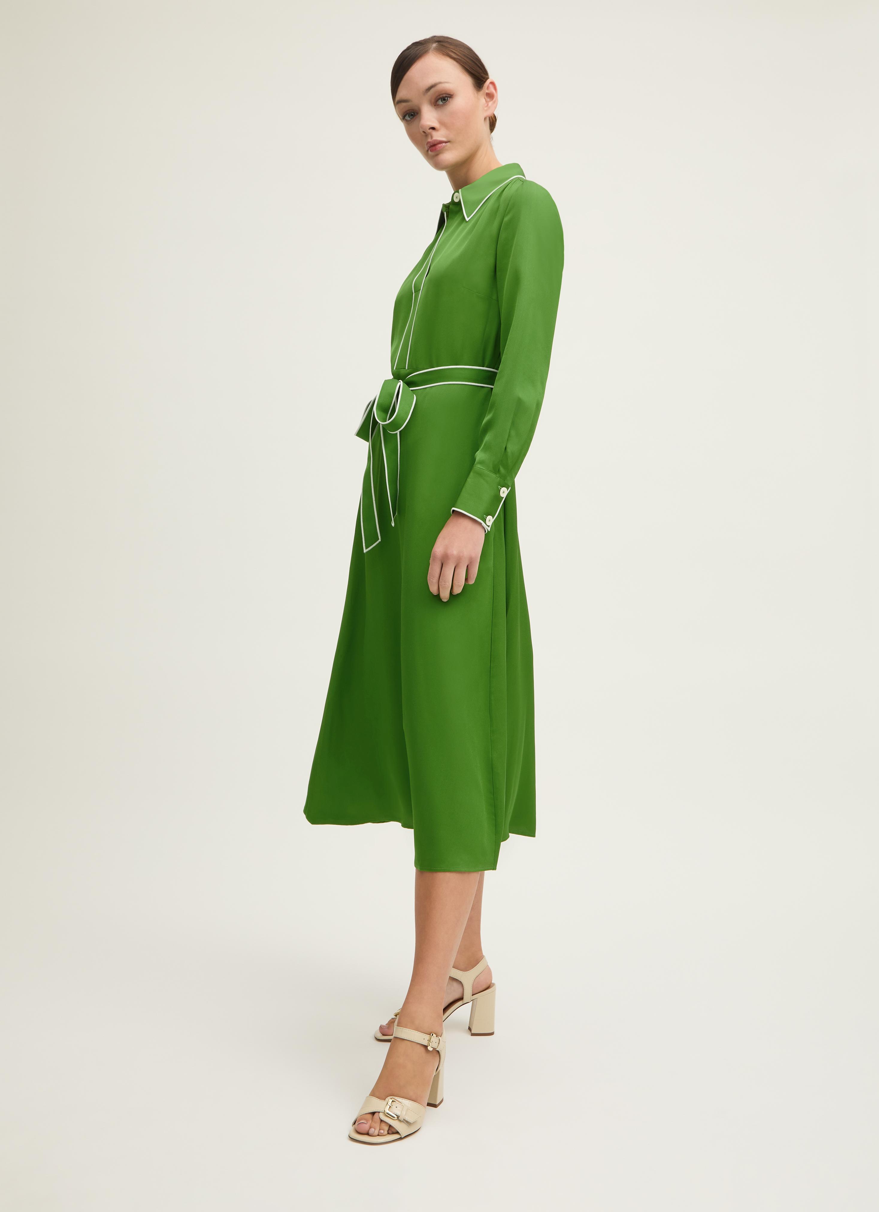 Elise Treetop Green Stitch Detail Shirt Dress | Clothing | Collections |  L.K.Bennett, London
