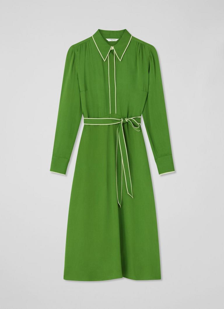 Elise Treetop Green Stitch Detail Shirt Dress | Clothing | Collections | L.K.Bennett, London Elise Treetop Green Stitch Detail Shirt Dress | Clothing | Collections | L.K.Bennett, London