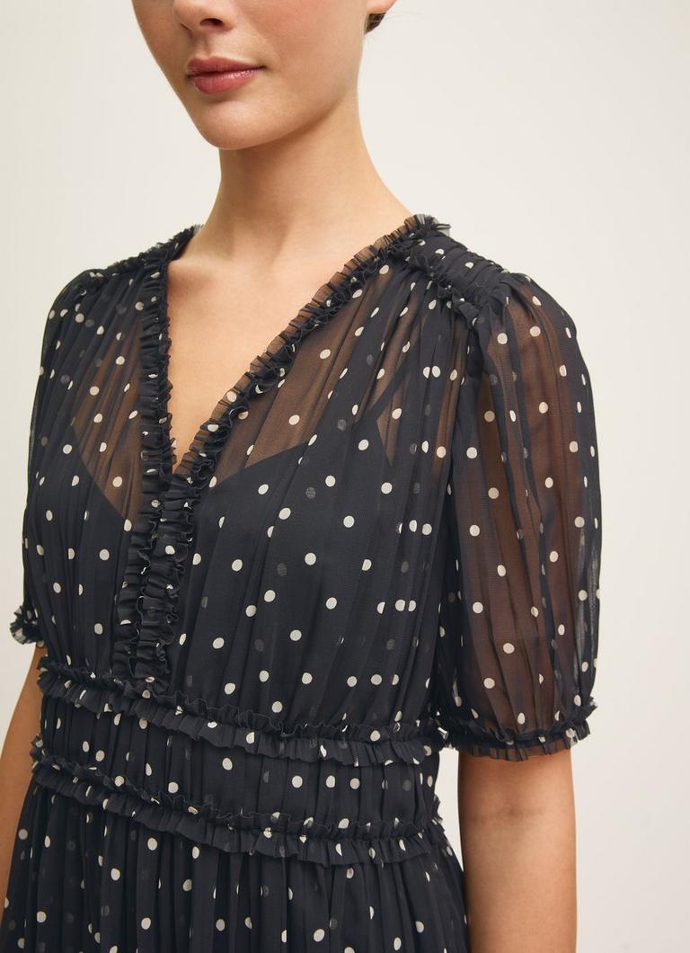 LKBennett Gigi ブラック & バーチ ポルカドット ミディ ドレス Gigi Black & Birch Plissè© Polkadot Midi Dress | Clothing