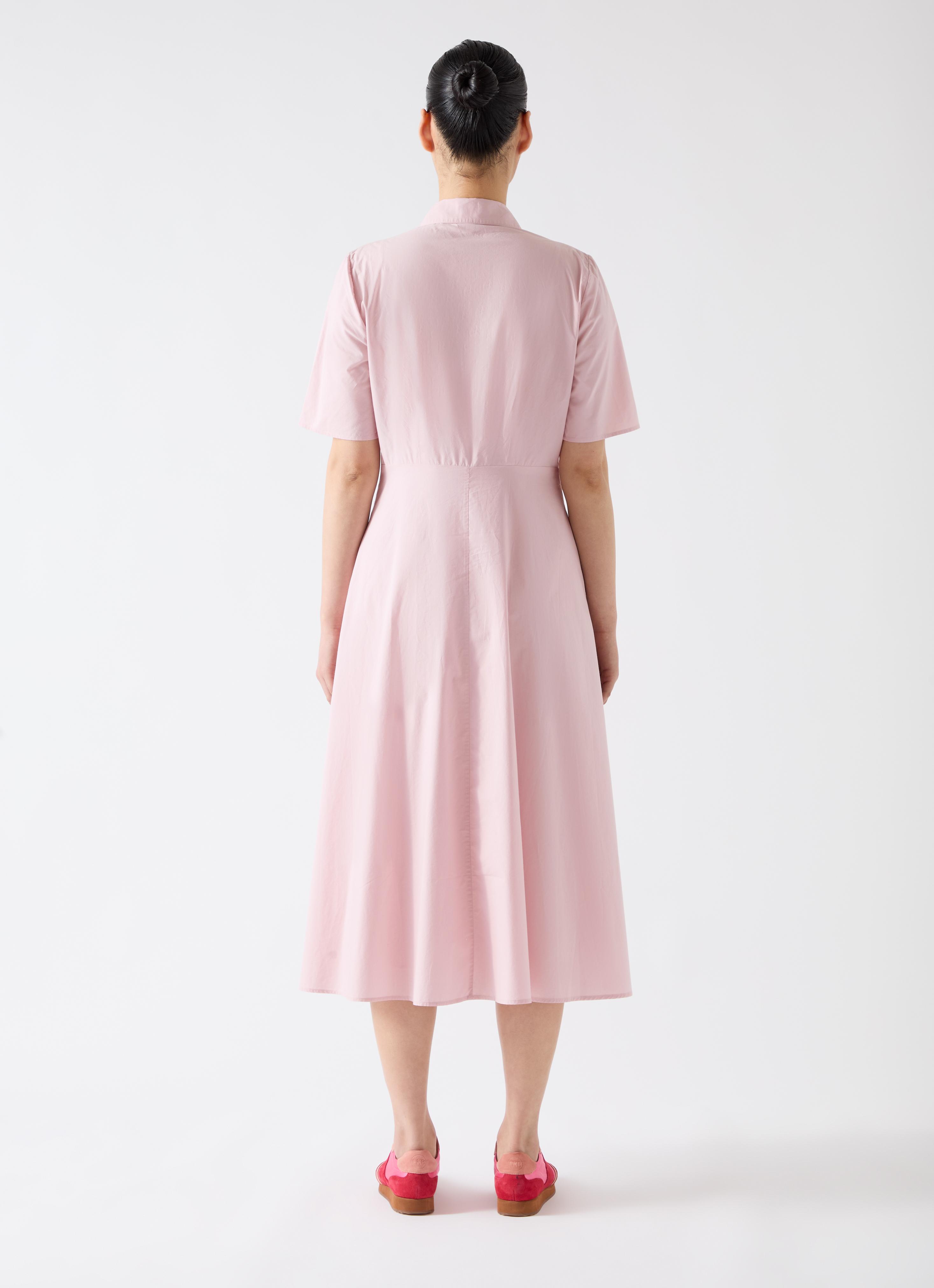 Grace Soft Pink Cotton Embroidered Lace Panel Bib Dress | Clothing |  Collections