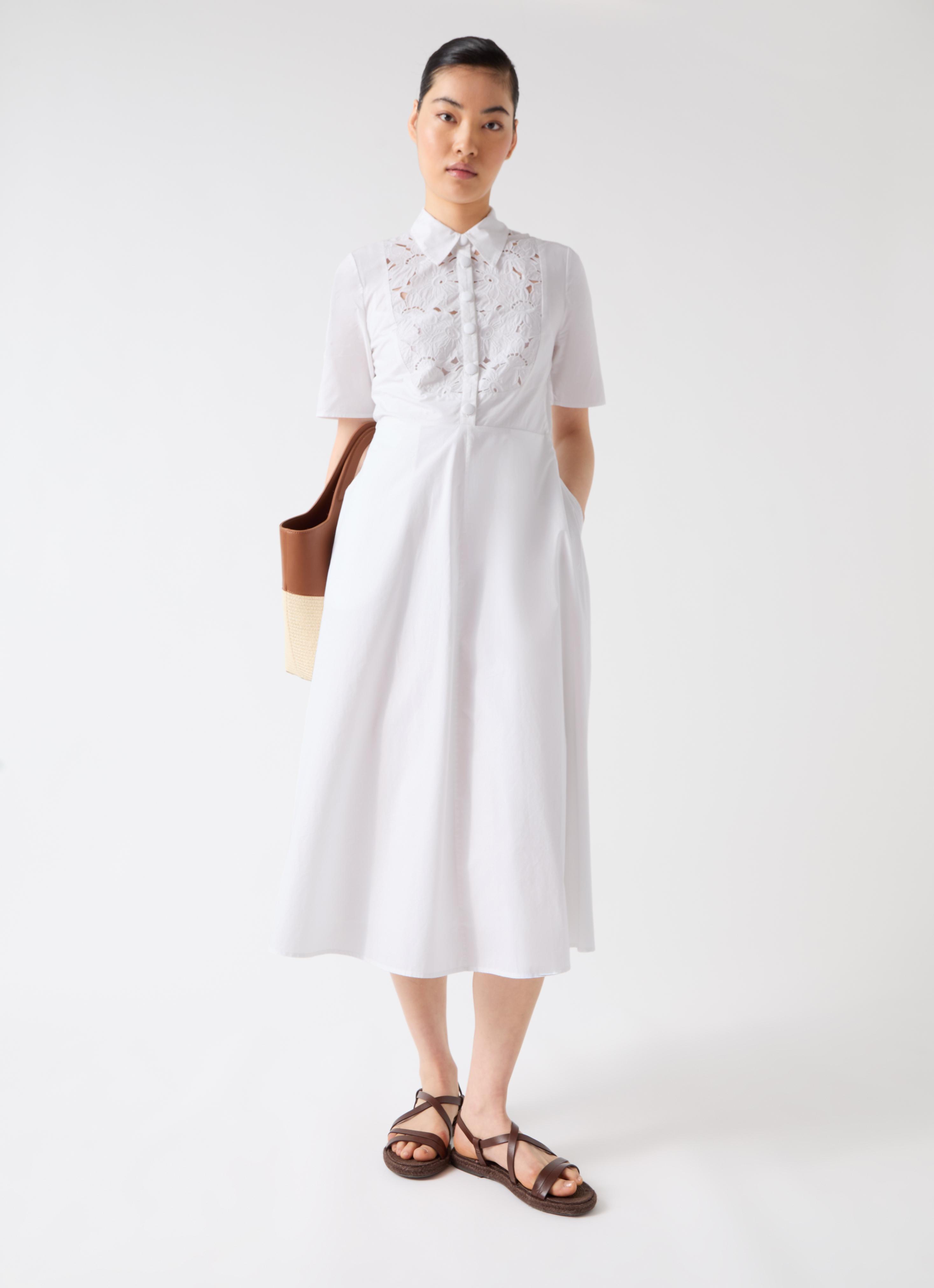 chinese dress ladies LK Bennett White Lace Trimmed Midi Dress UK 8