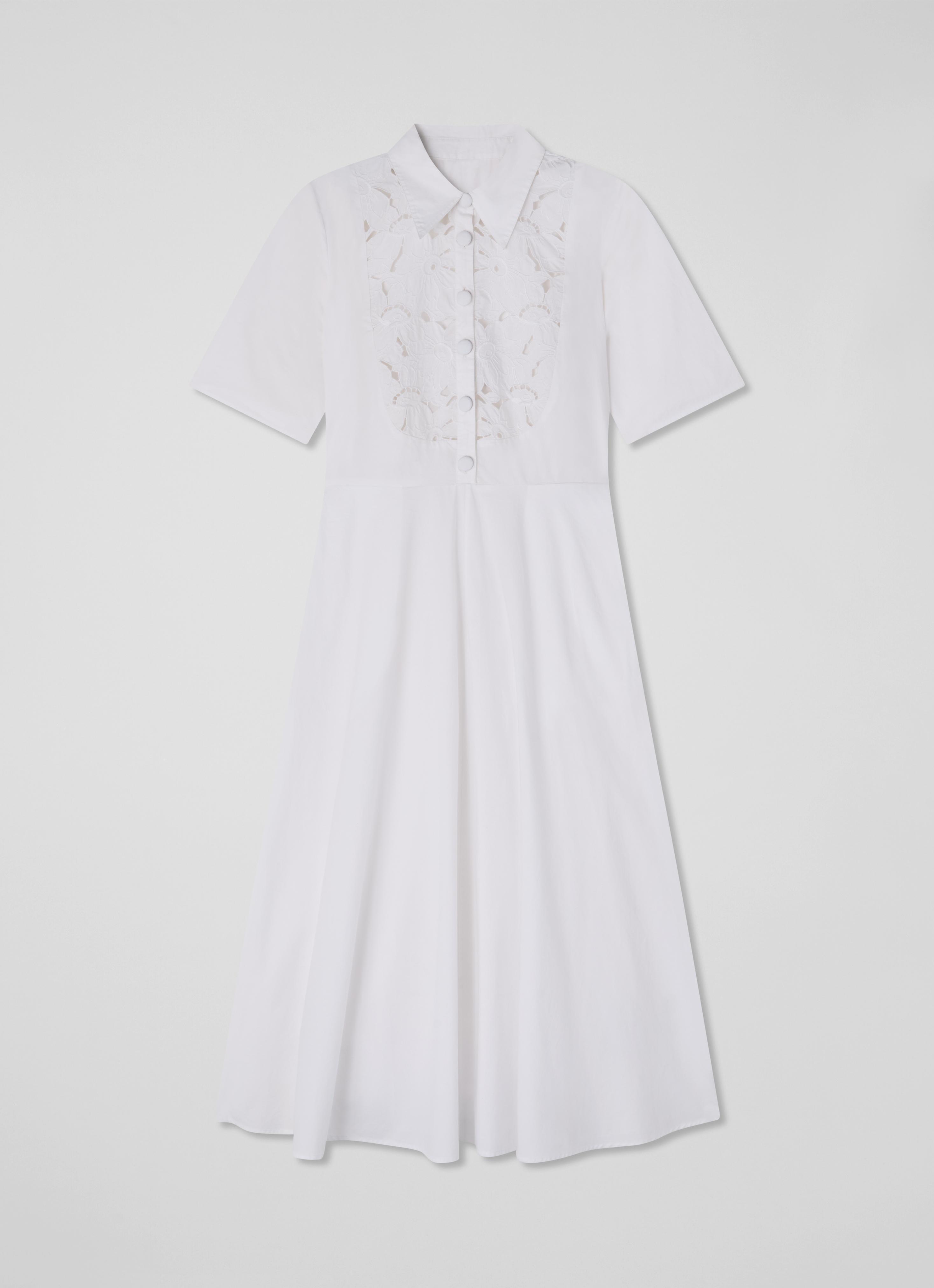 Grace White Cotton Embroidered Lace Panel Bib Dress | Clothing |  Collections | L.K.Bennett, London