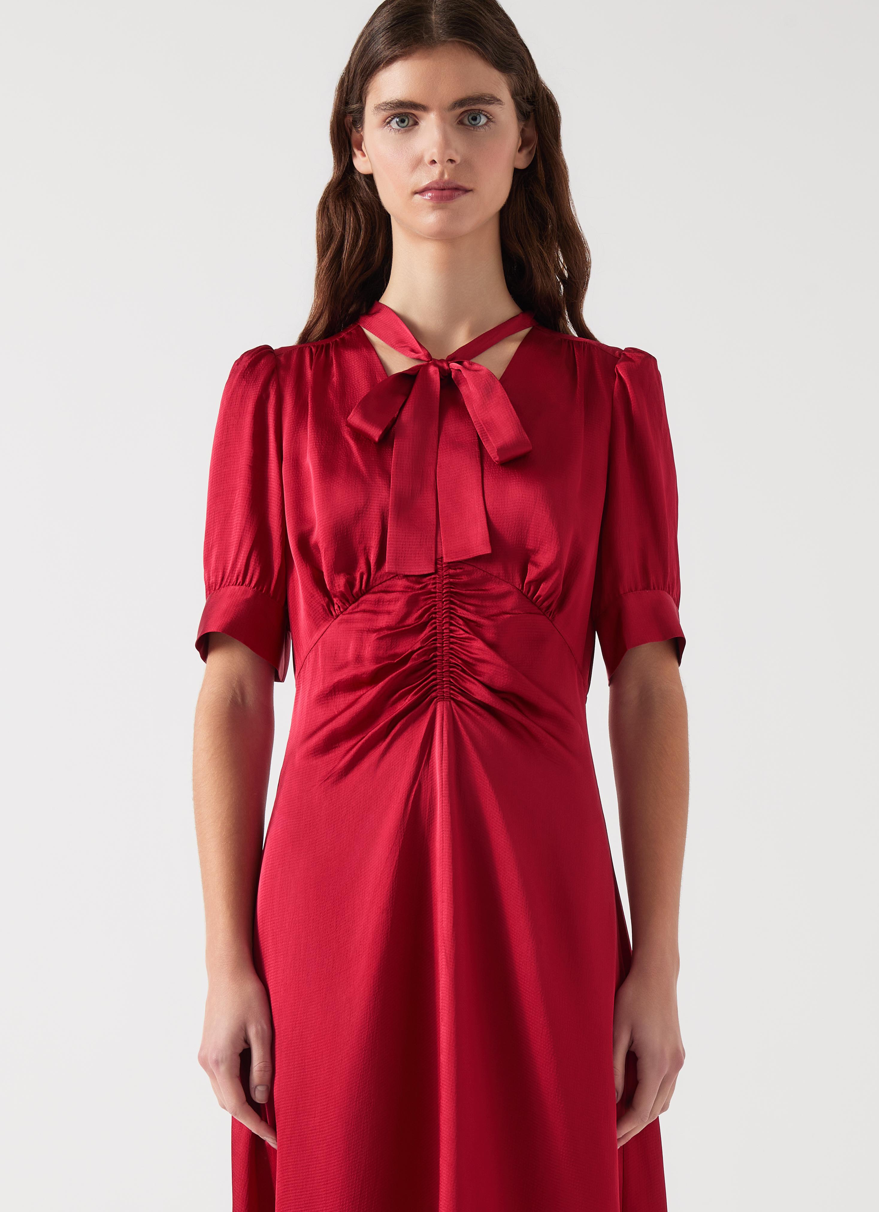 Hetty Rio Red Hammered Satin Dress | Clothing | Collections | L.K.