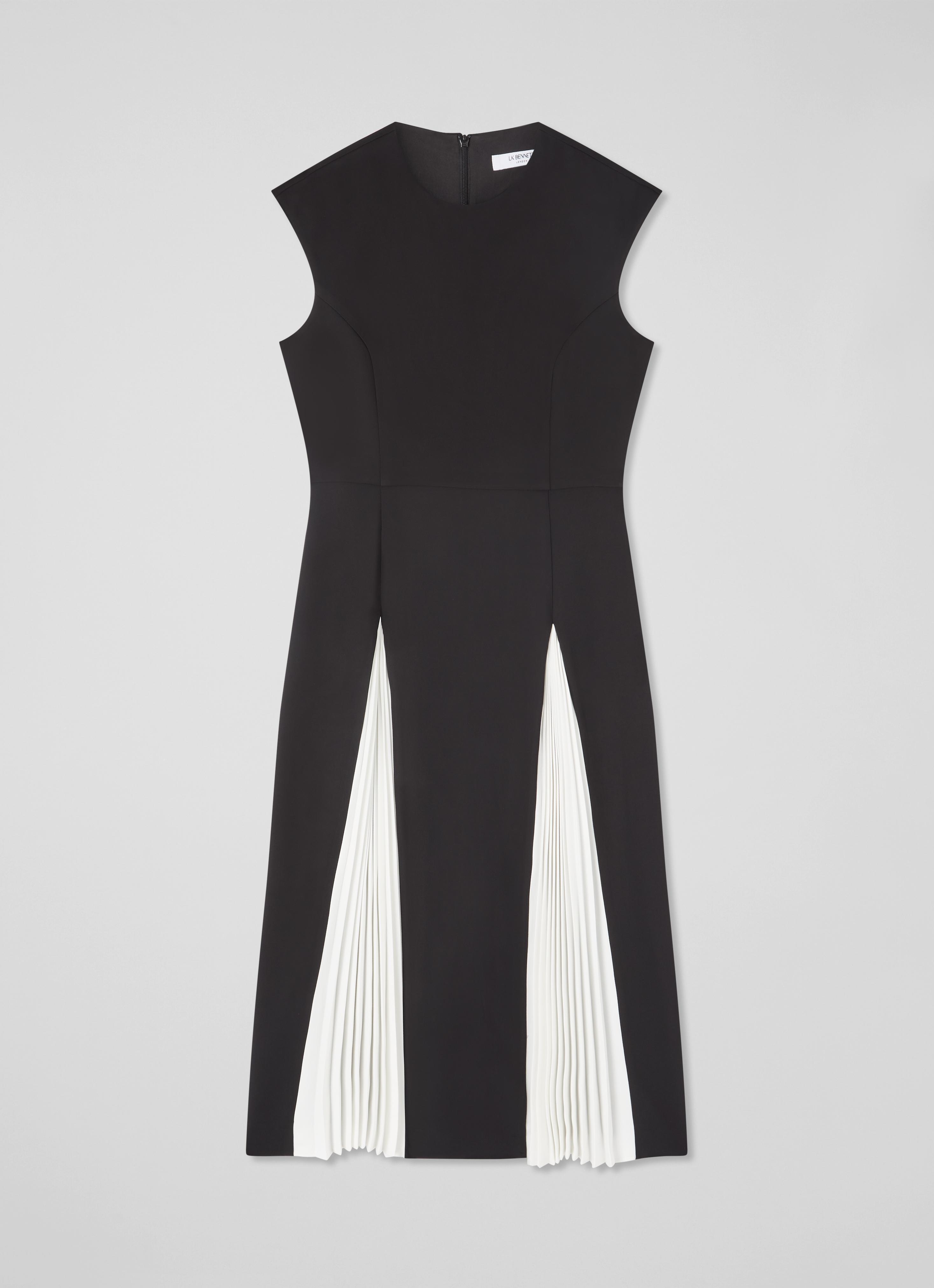Rise Ivory & Black Pleated Insert Skirt Dress | Clothing | Collections |  L.K.Bennett, London