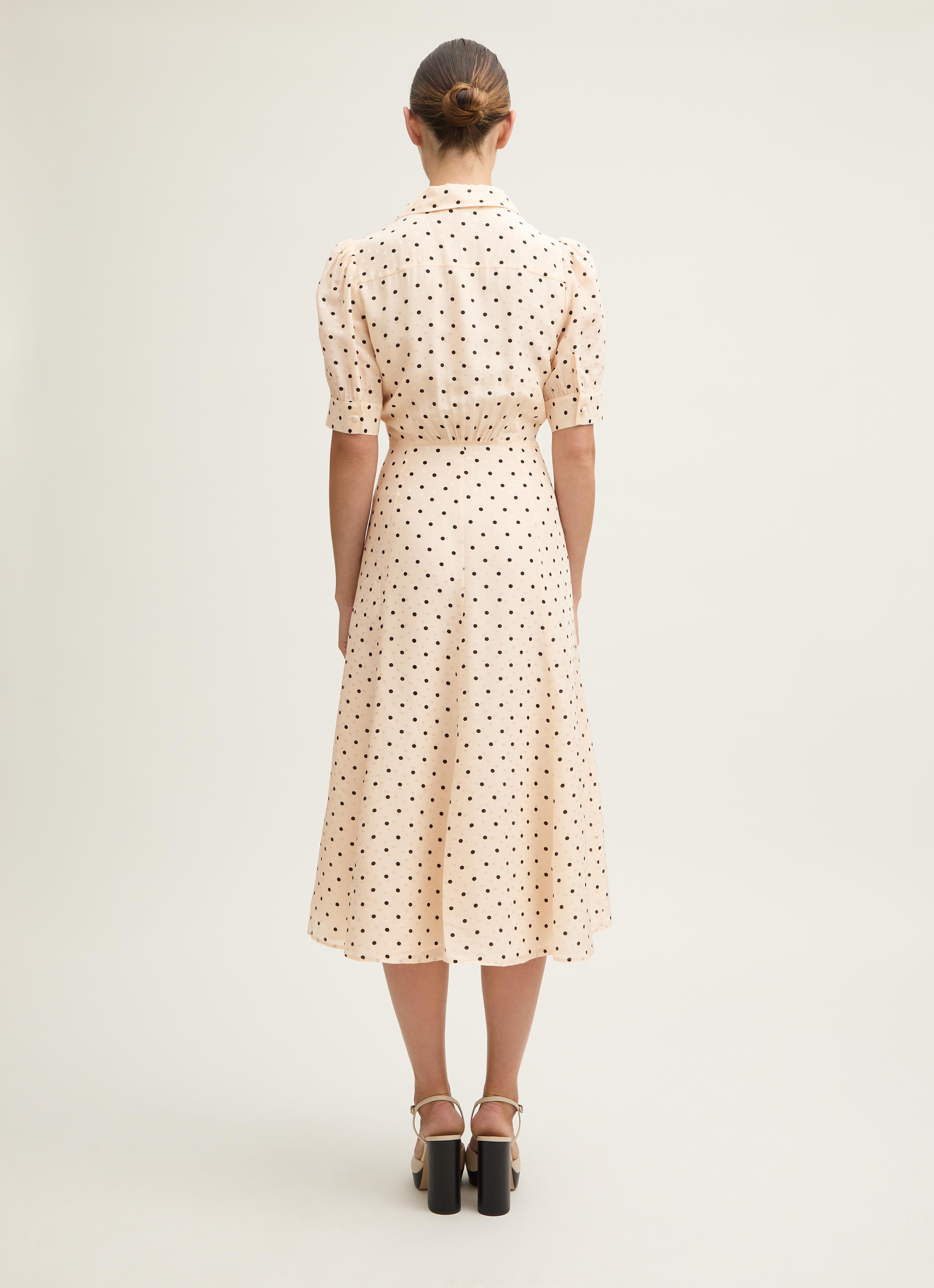 Sophie Birch Black Polka Dot Print Collared Dress Clothing