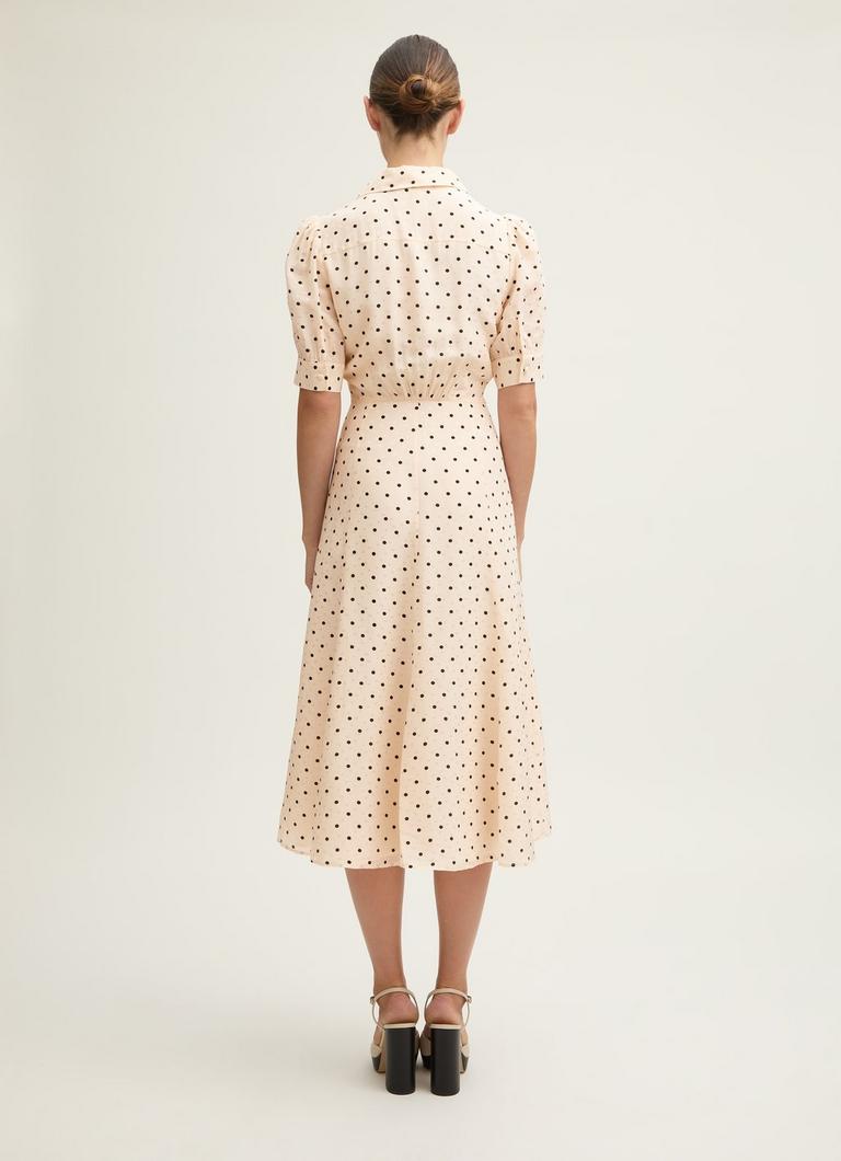 Sophie Birch Black Polka Dot Print Collared Dress Clothing