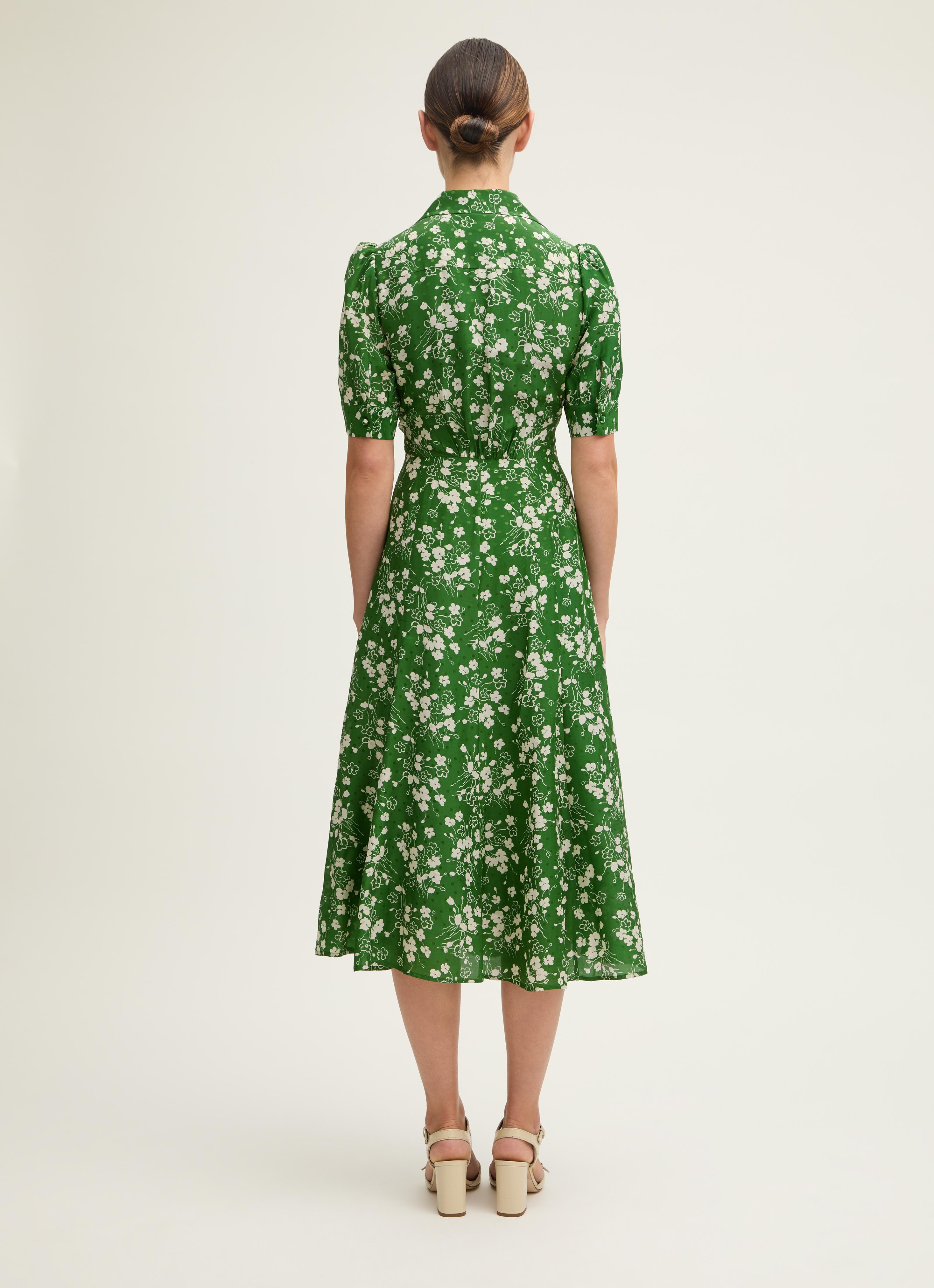green emerald velvet dress Sophie Mesh Midi