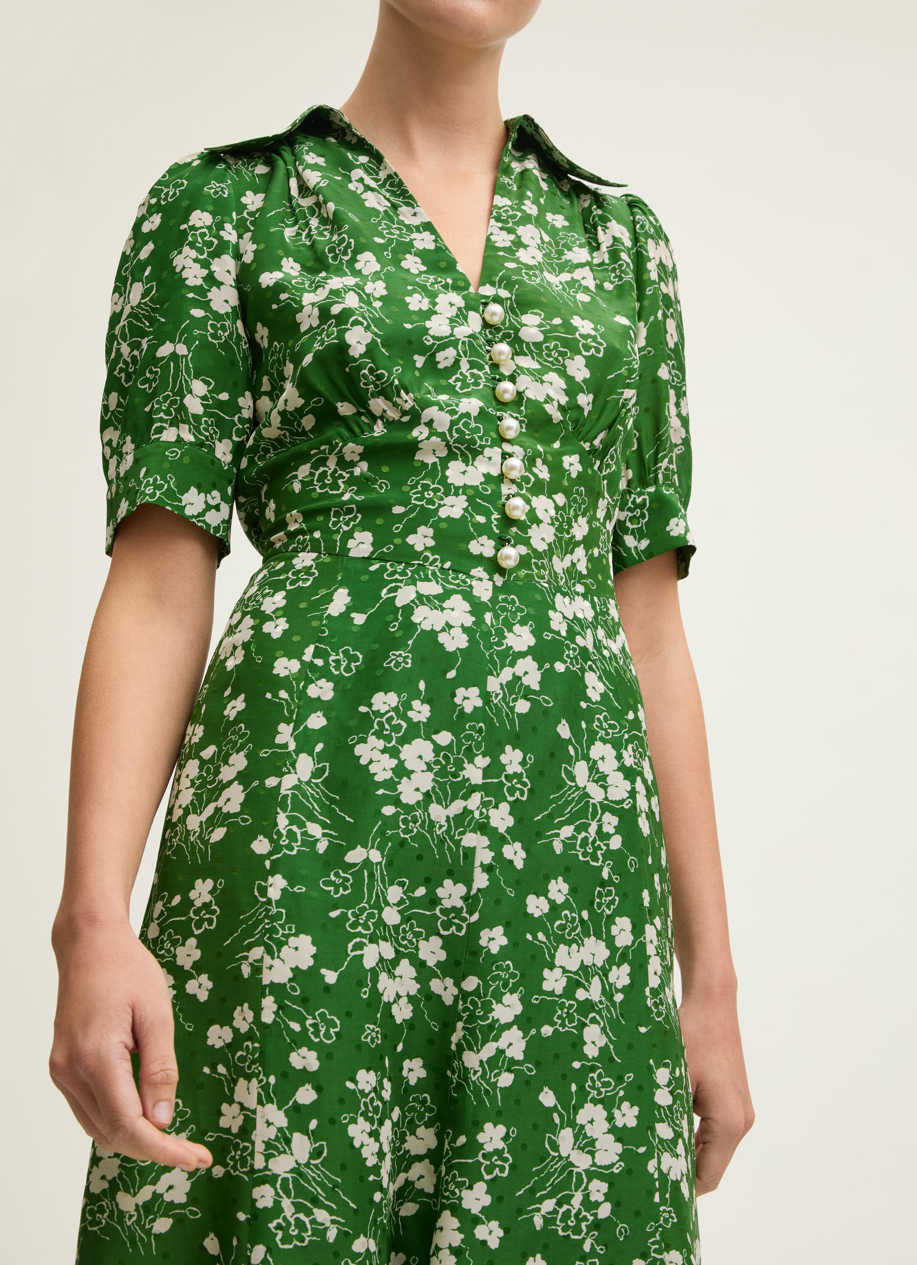 slim fit dress slacks Wrap Dress SOPHIE, Elegant Midi Dress in Forest Green