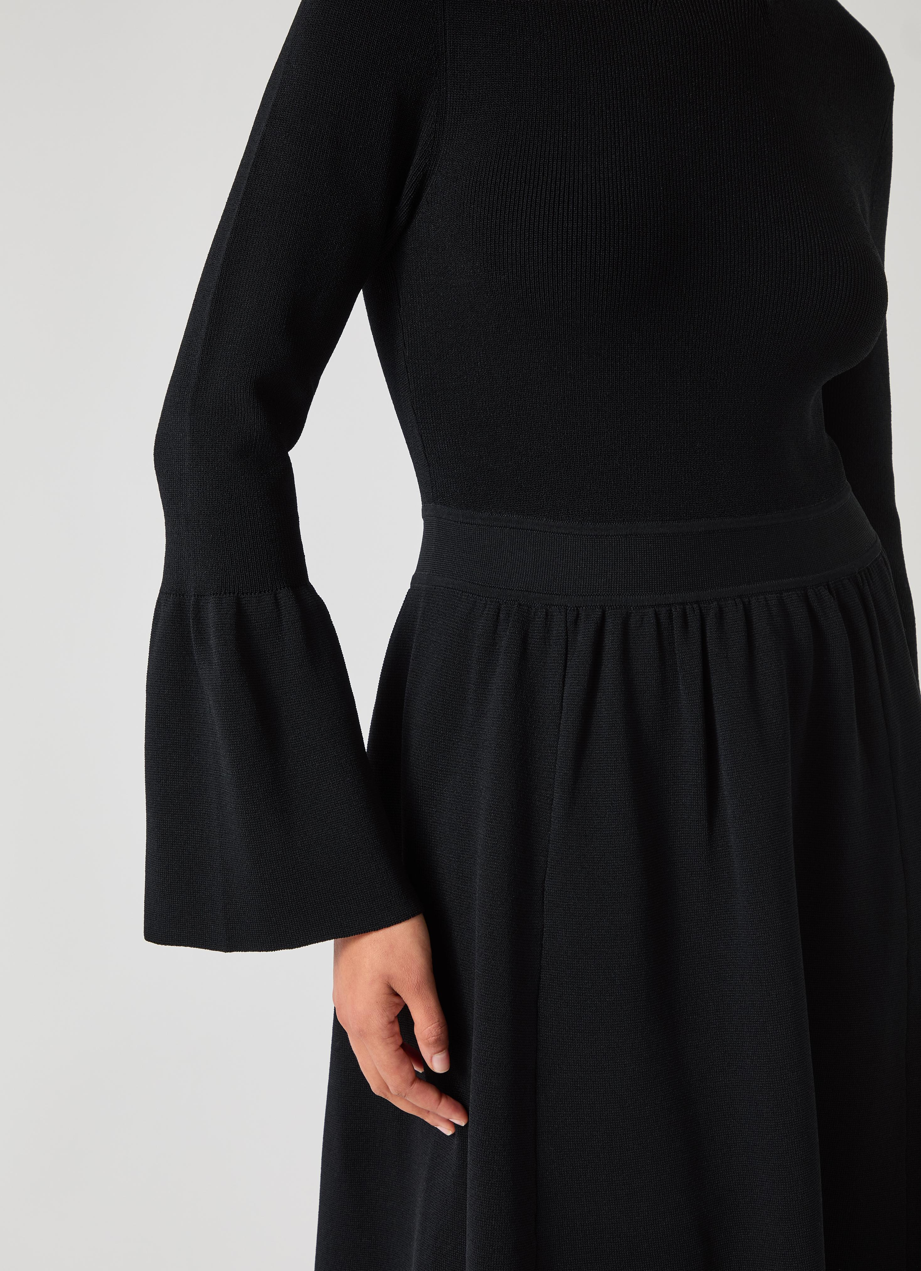 Tabatha Black Viscose Blend Sculptured Milano Knitted Dress | Wool