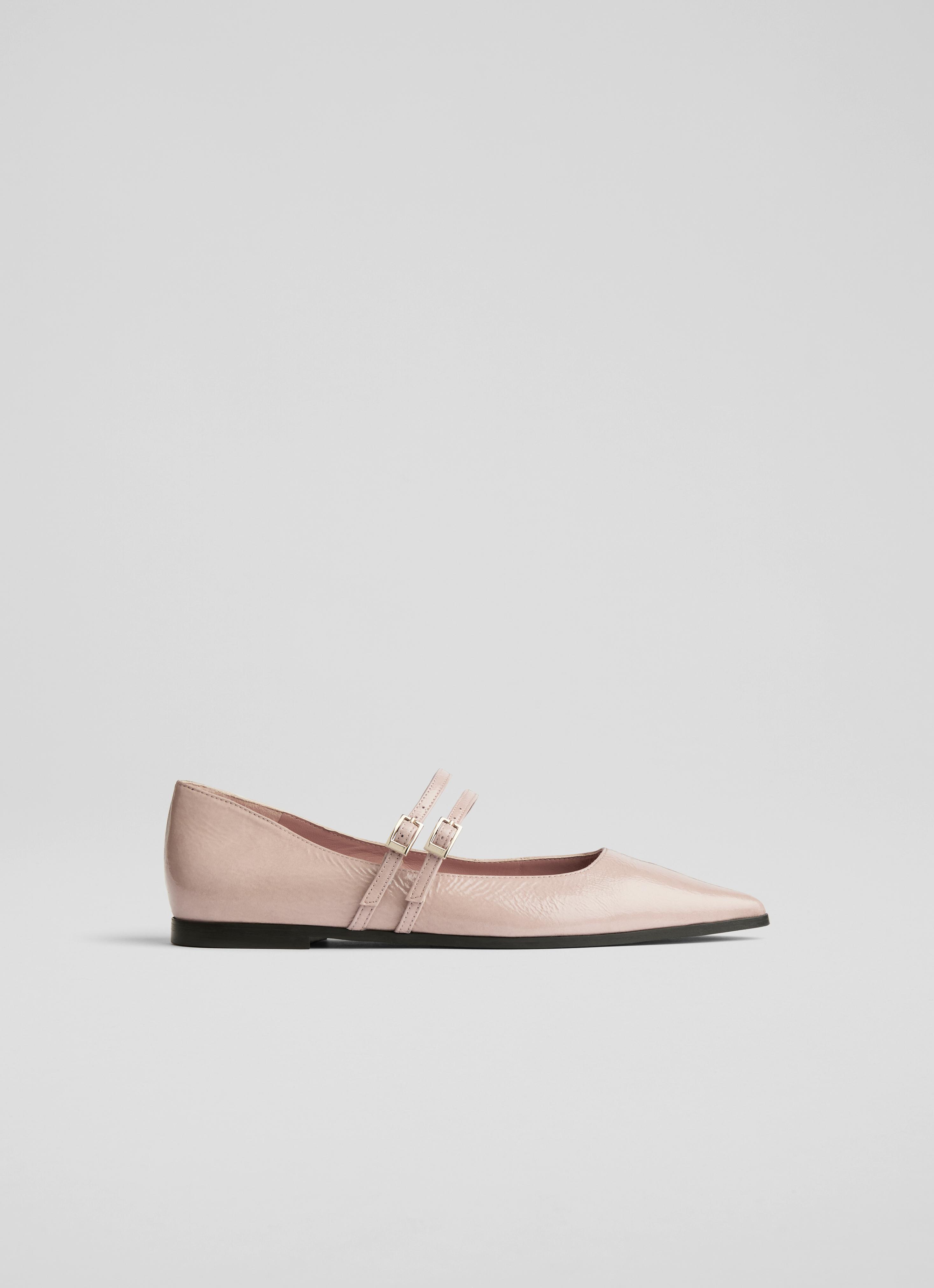 Lulu Muti Strap Patent Taupe Flats 