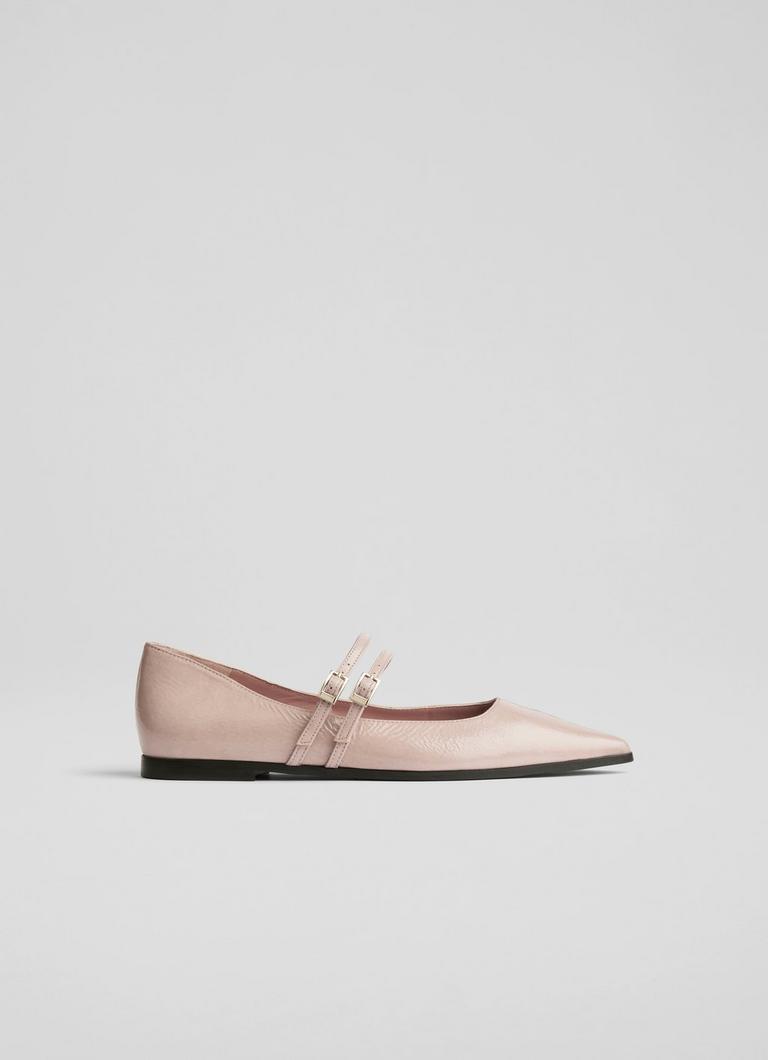 Lulu Muti Strap Patent Taupe Flats