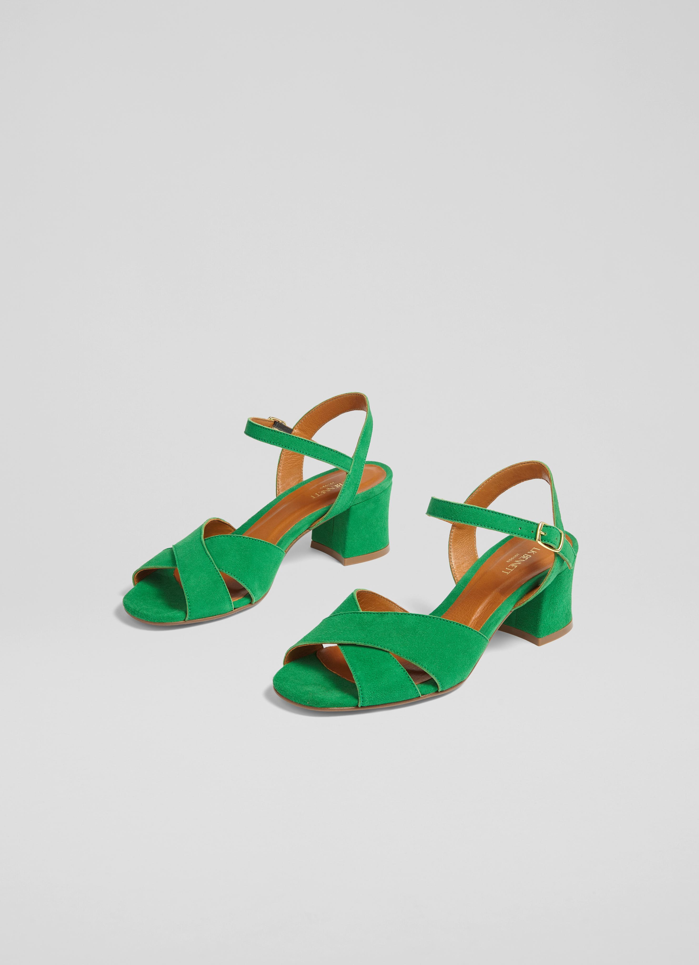 Alba Green Suede Cross Front Sandal Shoes Sale Collections