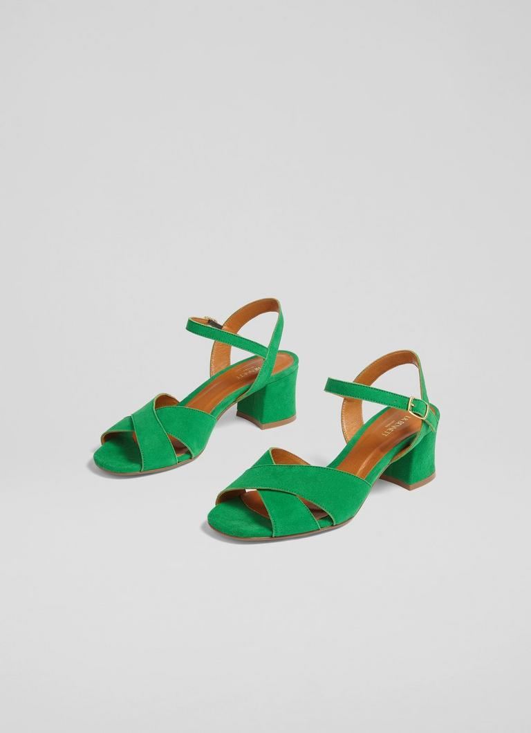 Alba Green Suede Cross Front Sandal Shoes Sale Collections