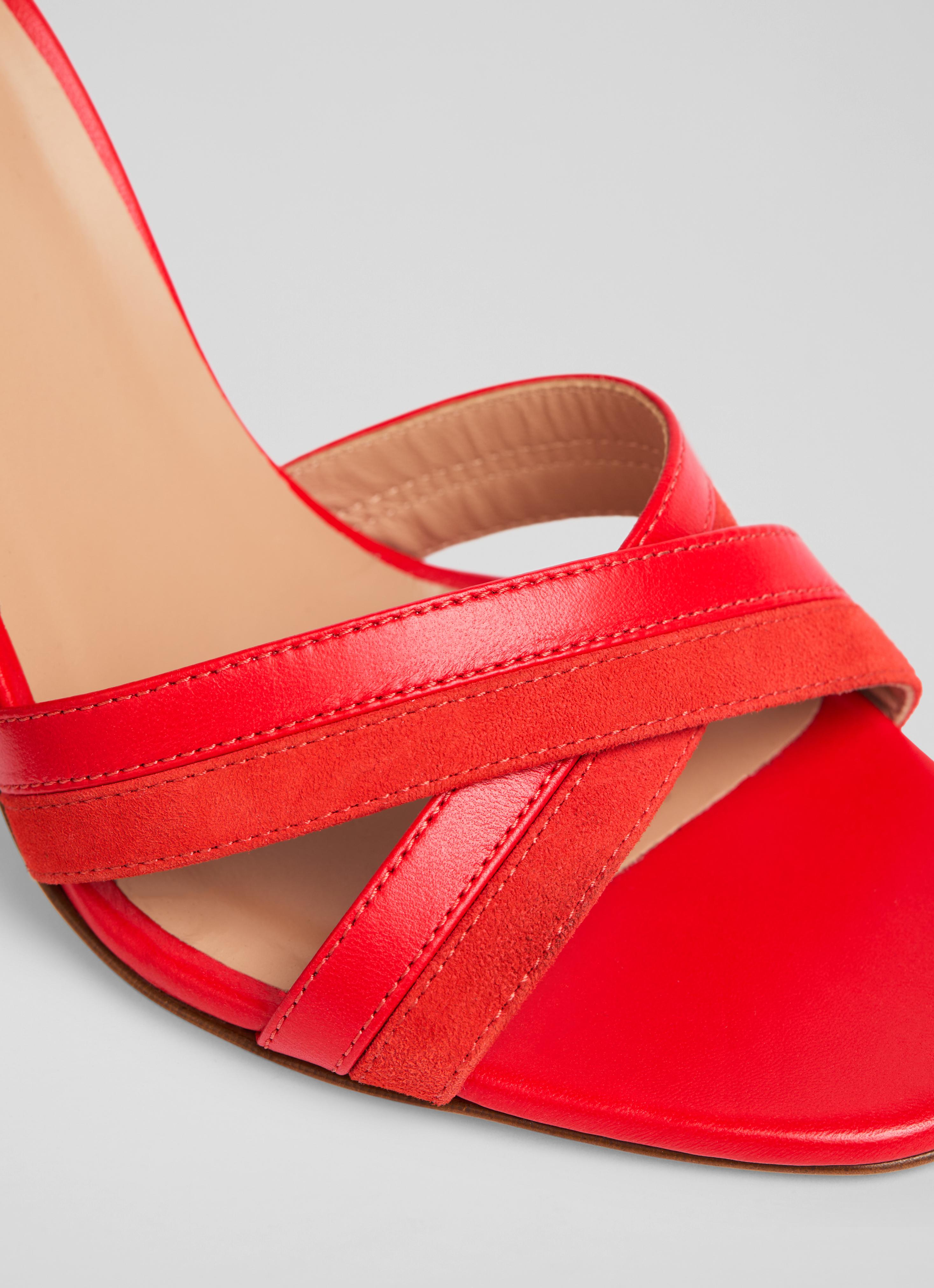 Red Suede Red Low Heel Sandals Kylie: Cherry Red Suede – Sparkly