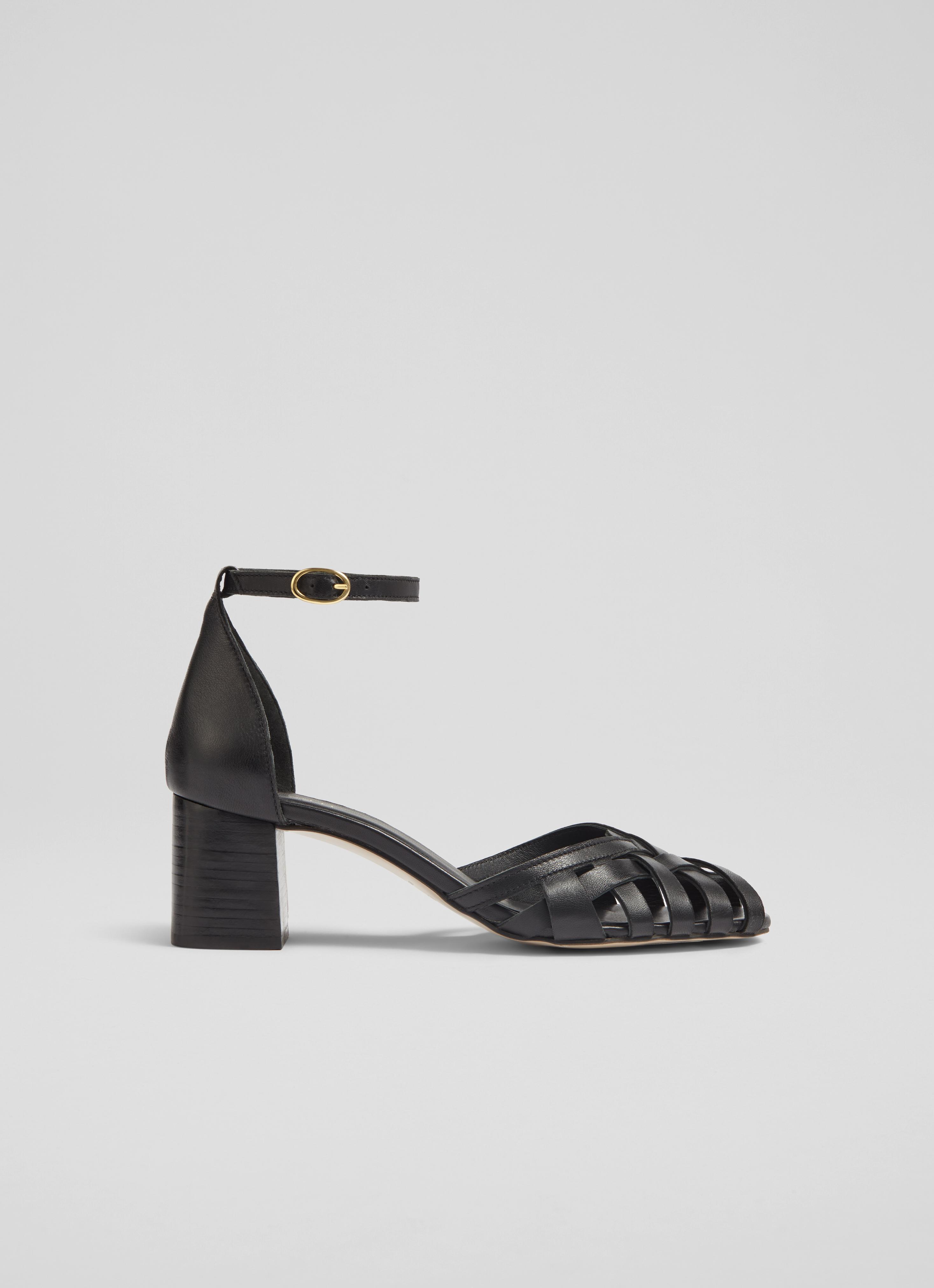 Noemia Black Nappa Leather Plaited Front Heels