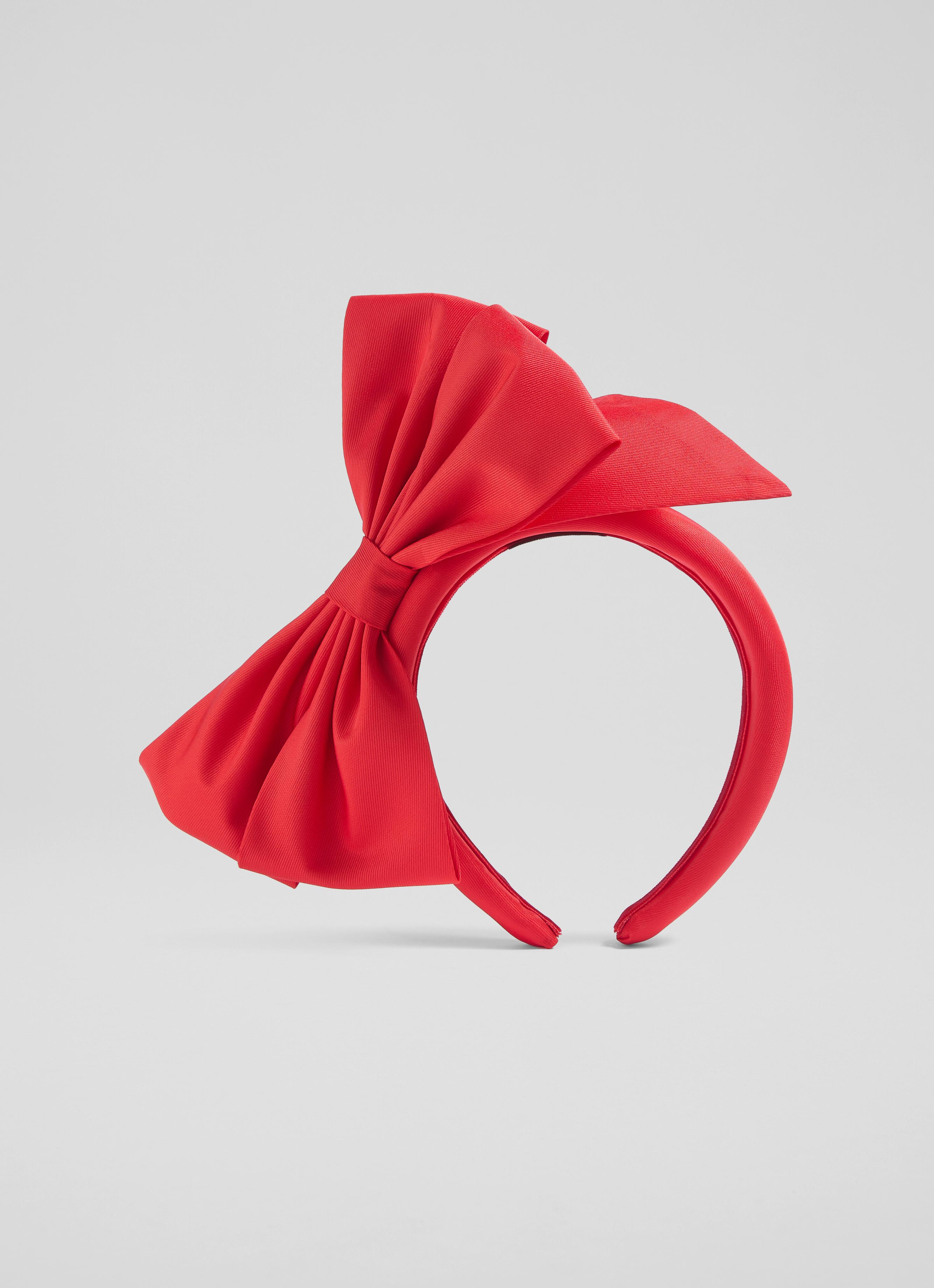 Emma Red Fabric Bow Fascinator Headband