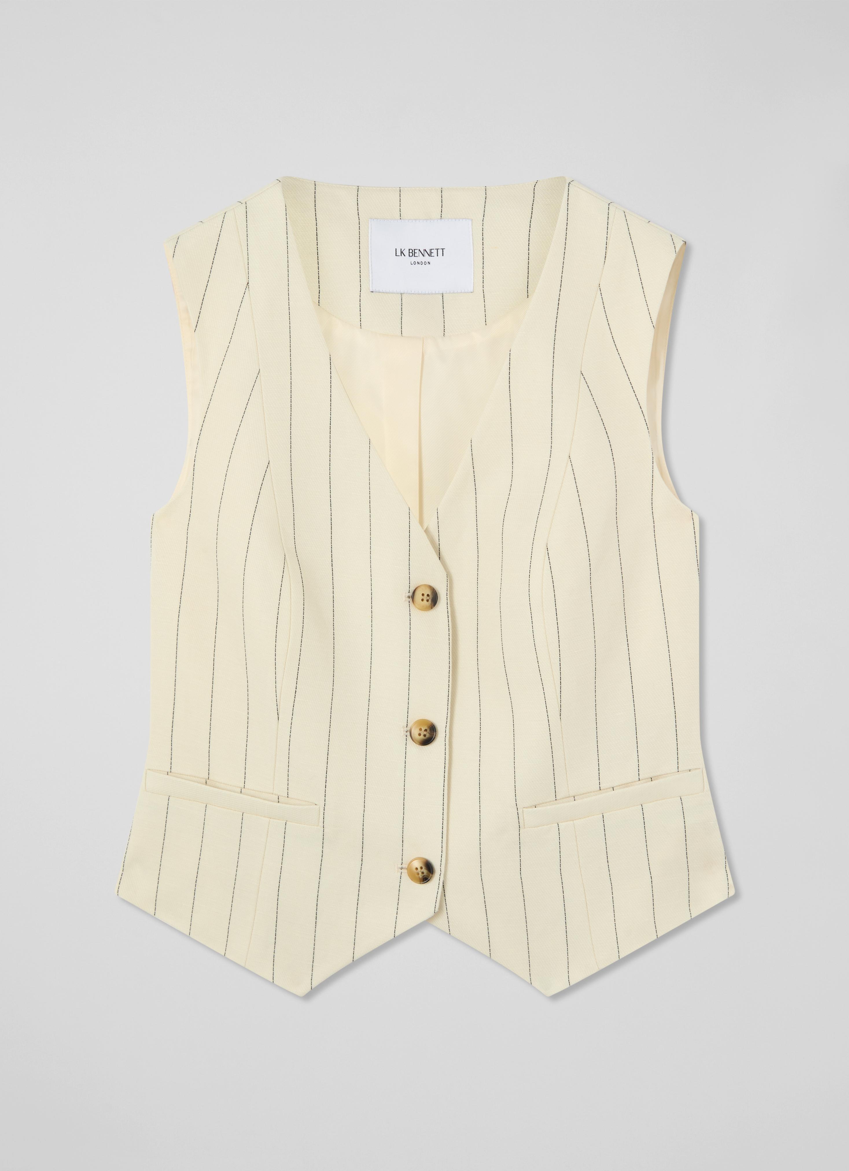 Ami Cream Black Linen Waistcoat Clothing Collections