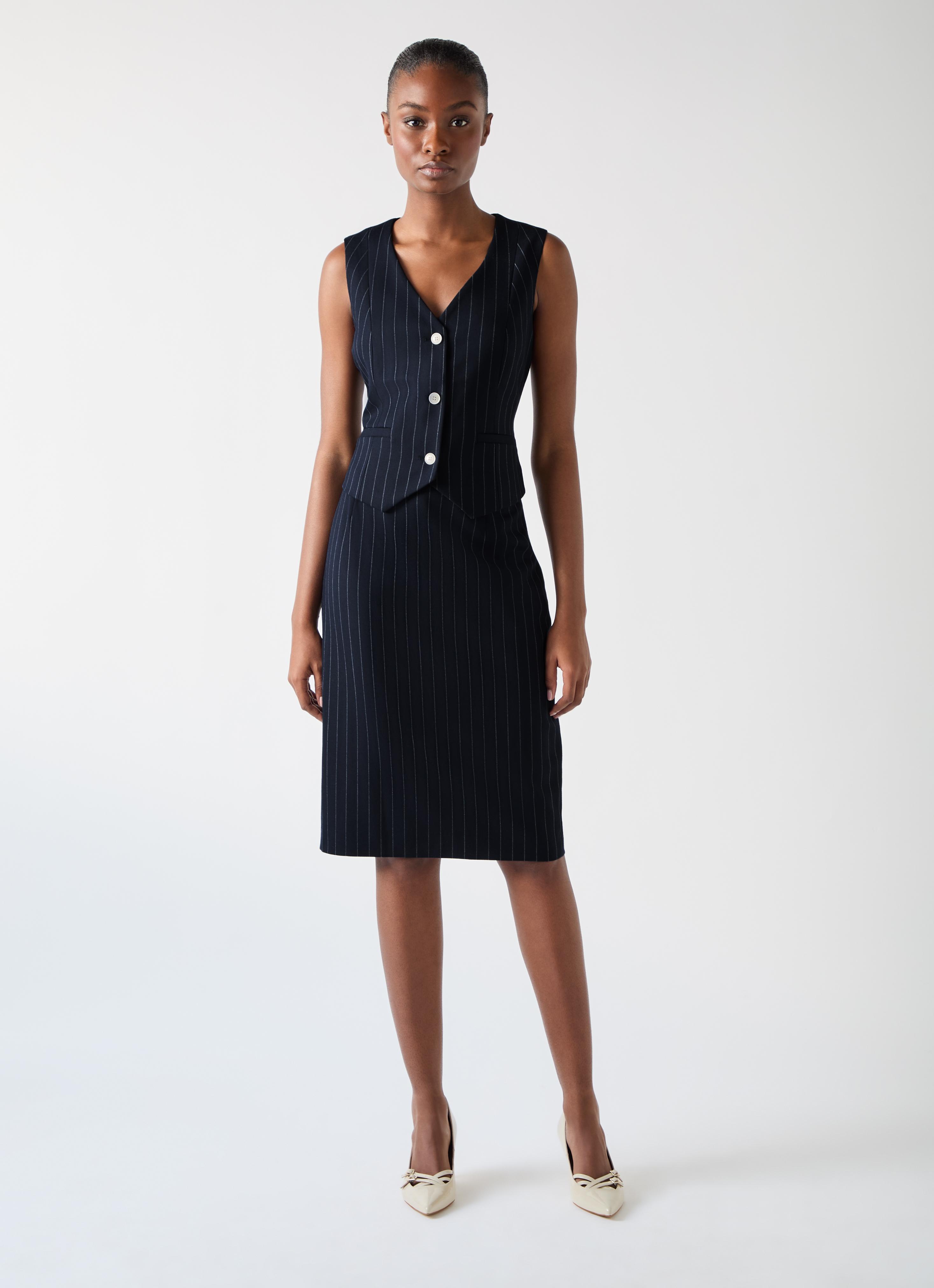 Baxtor Blue & Navy Wool Blend Pin Stripe Waistcoat