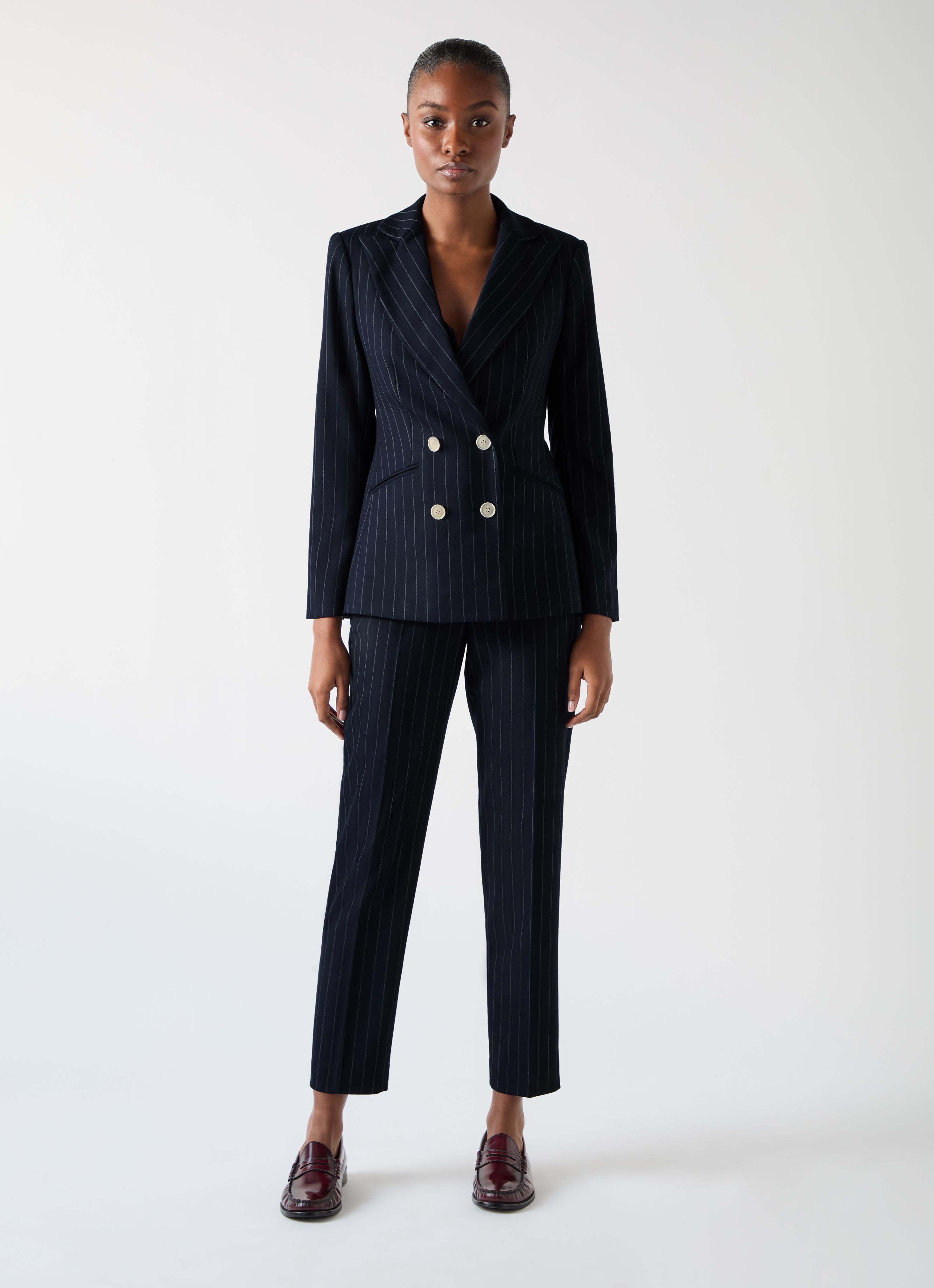 Bella Blue & Navy Wool Blend Pin Stripe Blazer