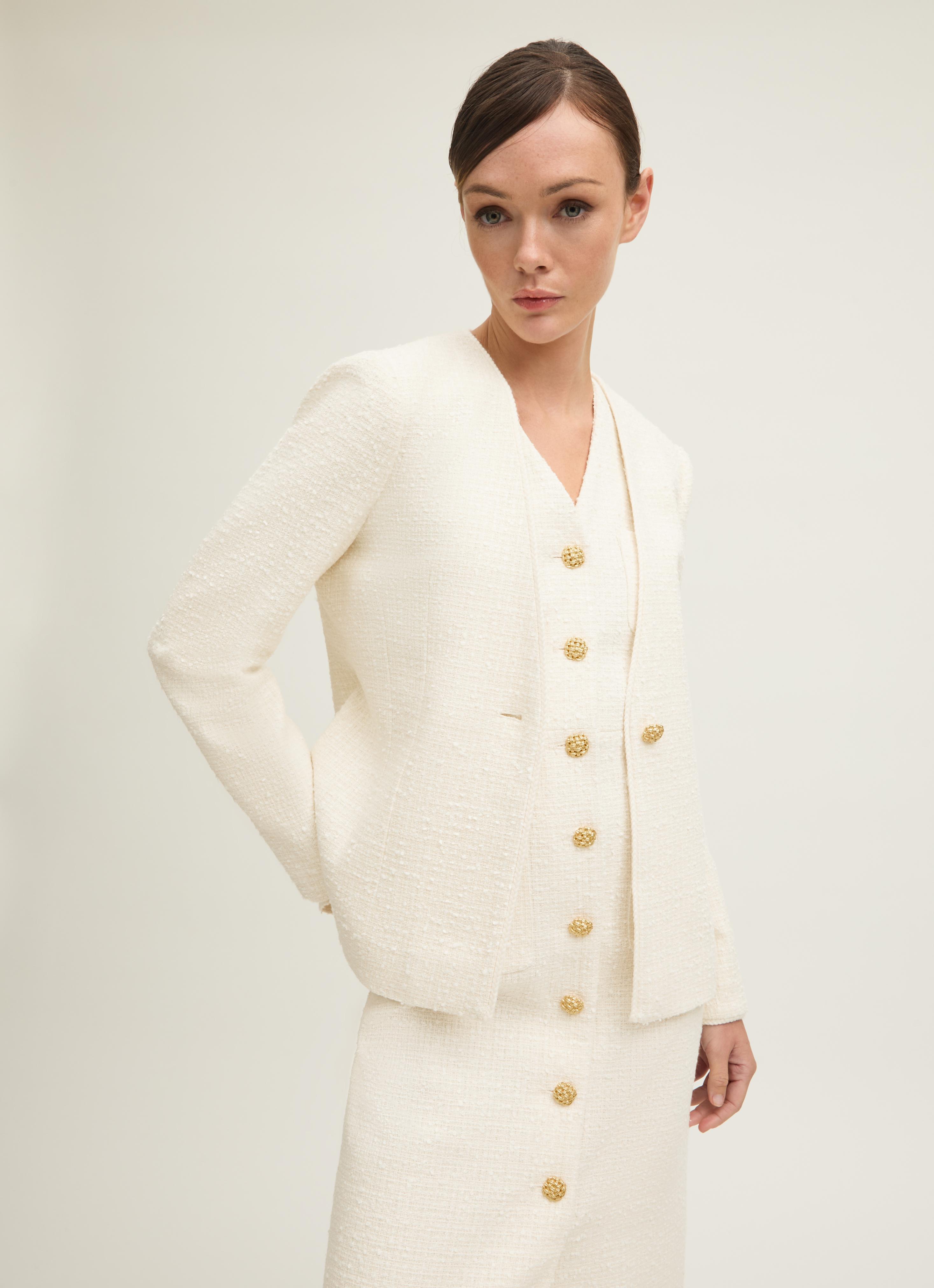 Chloe Ivory Tweed Single Breasted Jacket | Clothing | Collections