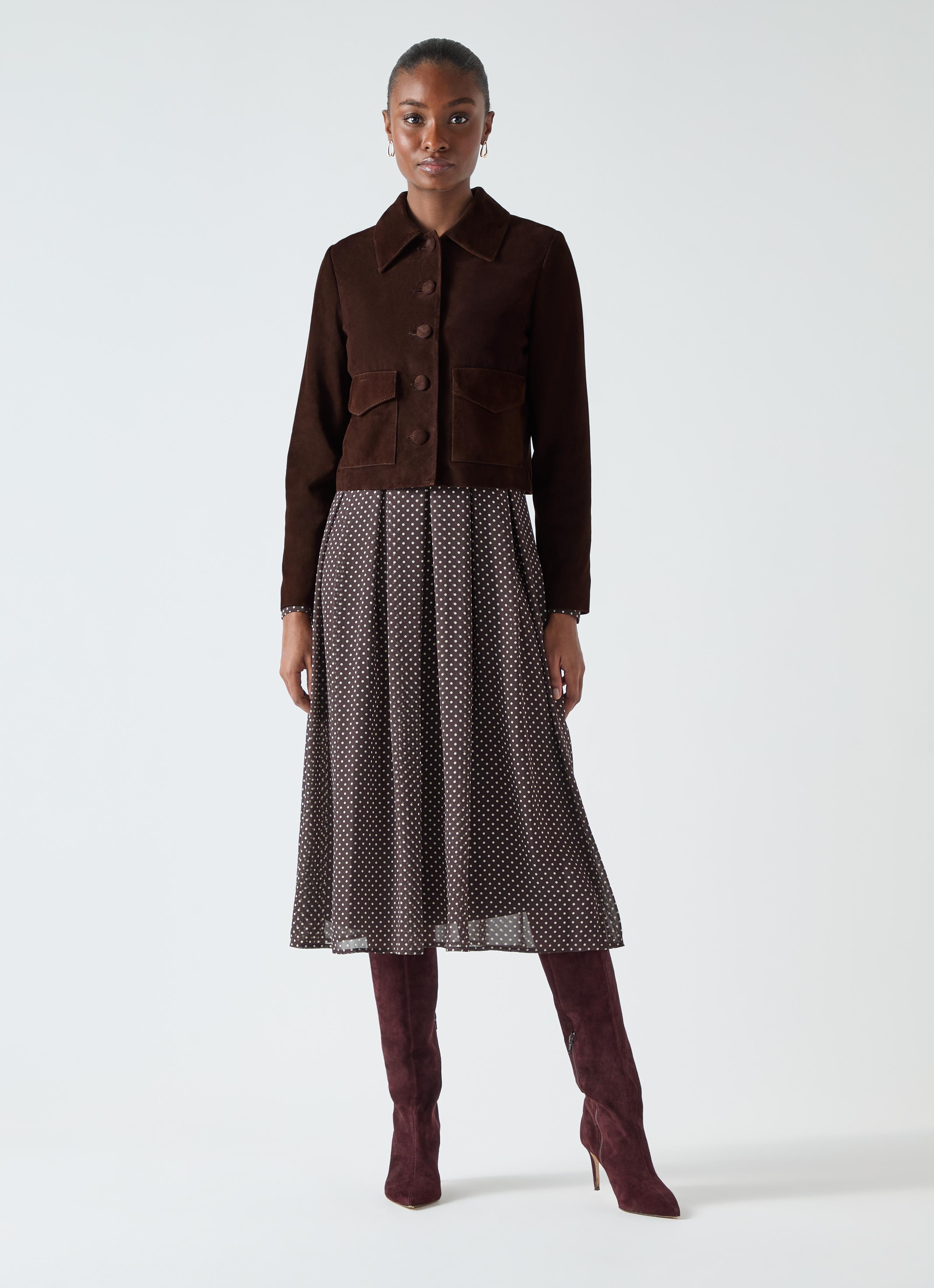 Joely Brown Leather Cropped Jacket